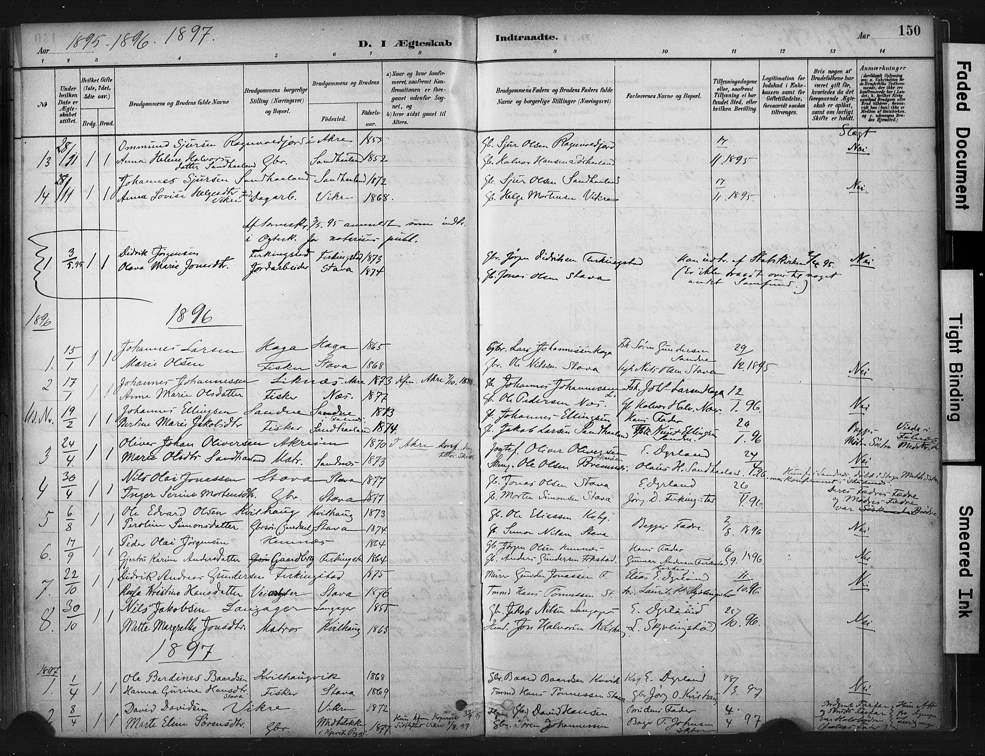 Skudenes sokneprestkontor, AV/SAST-A -101849/H/Ha/Haa/L0010: Parish register (official) no. A 7, 1882-1912, p. 150