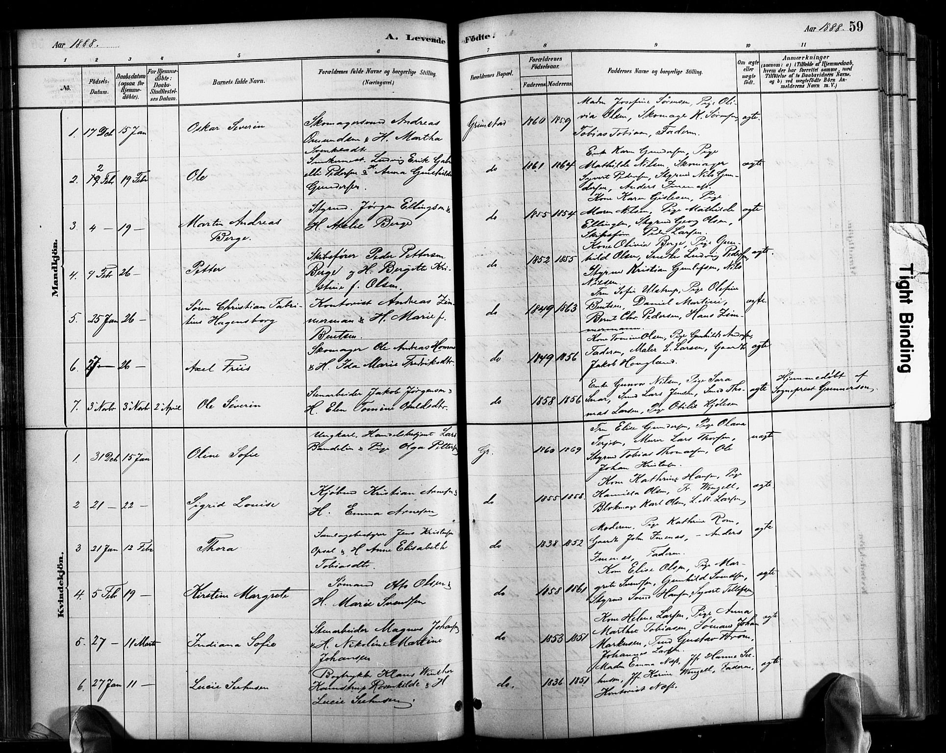 Grimstad sokneprestkontor, SAK/1111-0017/F/Fb/L0001: Parish register (copy) no. B 1, 1881-1922, p. 59