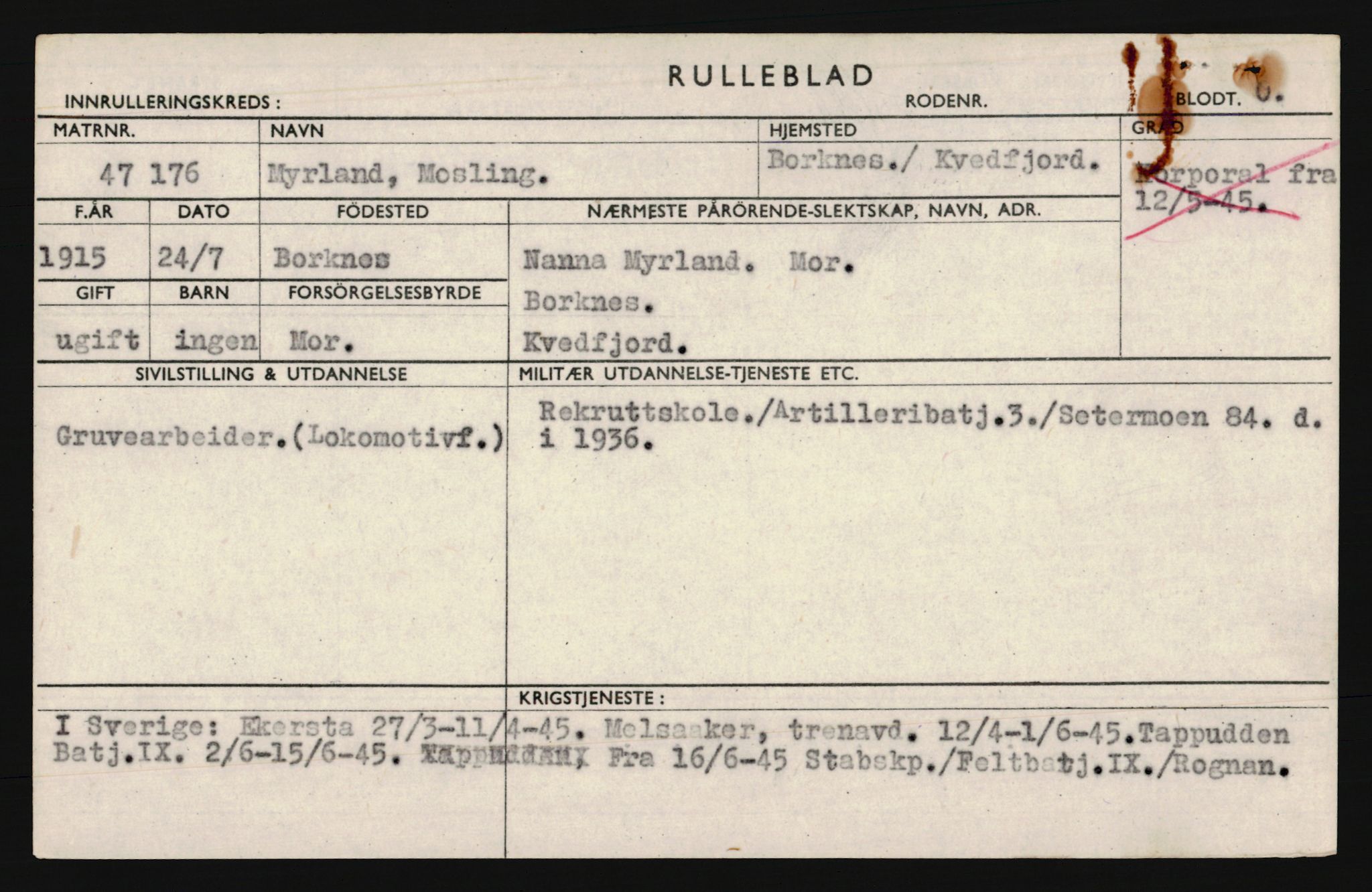 Forsvaret, Troms infanteriregiment nr. 16, AV/RA-RAFA-3146/P/Pa/L0020: Rulleblad for regimentets menige mannskaper, årsklasse 1936, 1936, p. 903