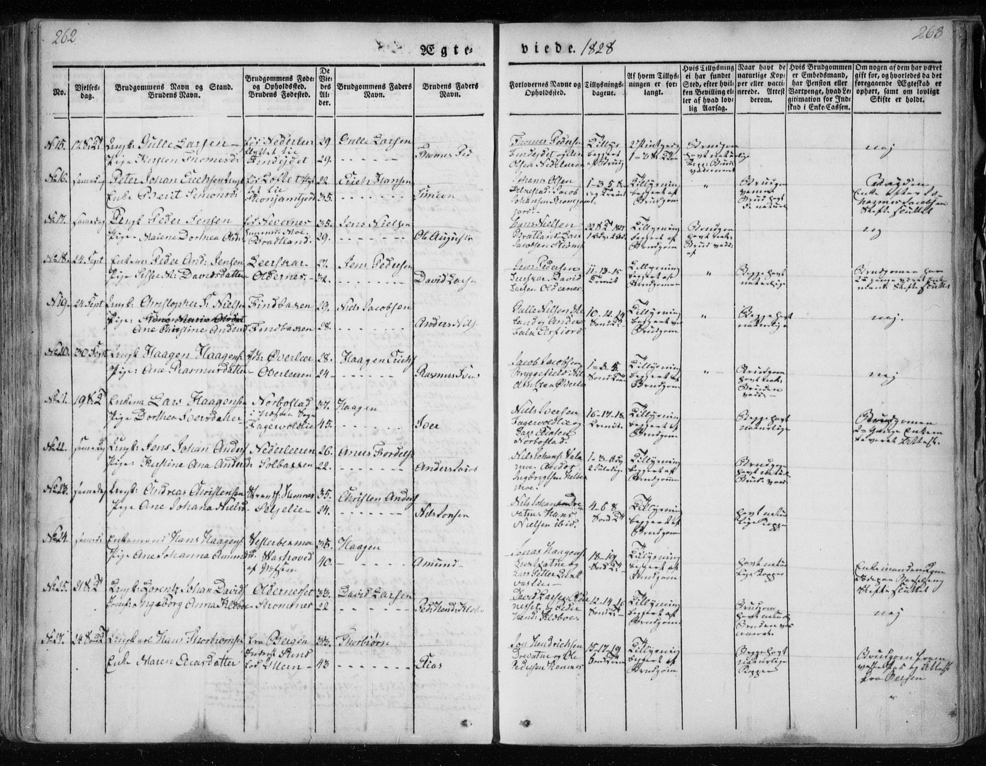 Ministerialprotokoller, klokkerbøker og fødselsregistre - Nordland, AV/SAT-A-1459/825/L0354: Parish register (official) no. 825A08, 1826-1841, p. 262-263