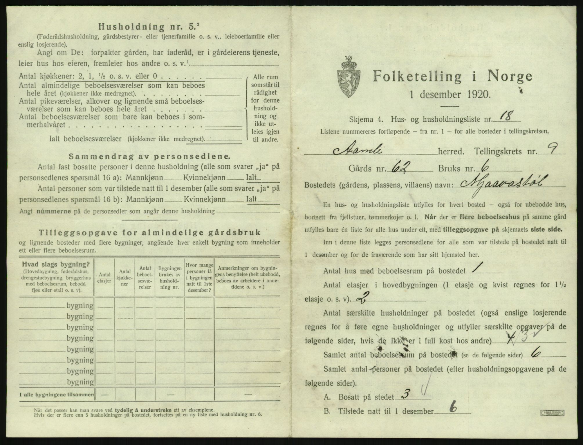 SAK, 1920 census for Åmli, 1920, p. 553