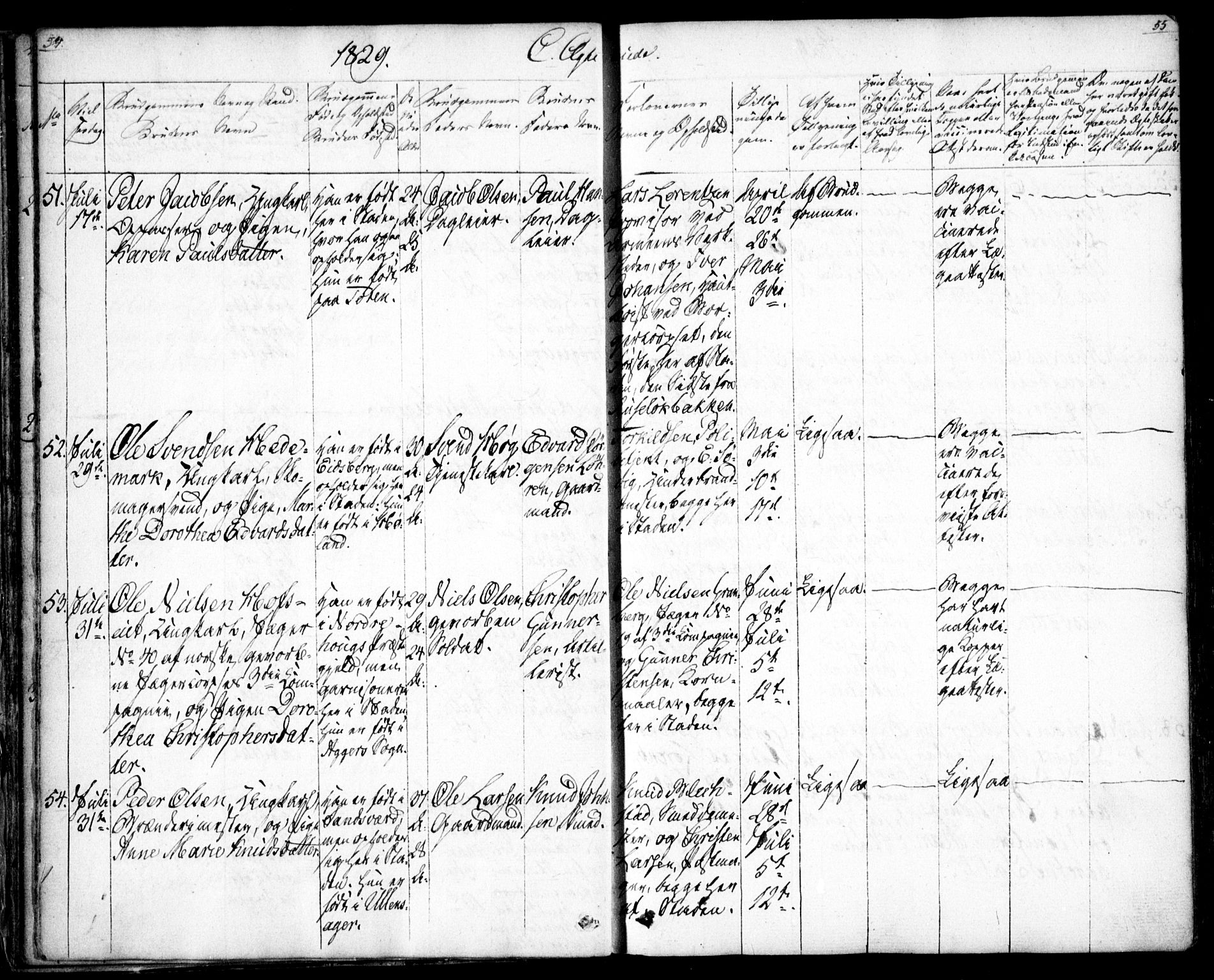 Oslo domkirke Kirkebøker, SAO/A-10752/F/Fa/L0019: Parish register (official) no. 19, 1828-1847, p. 54-55