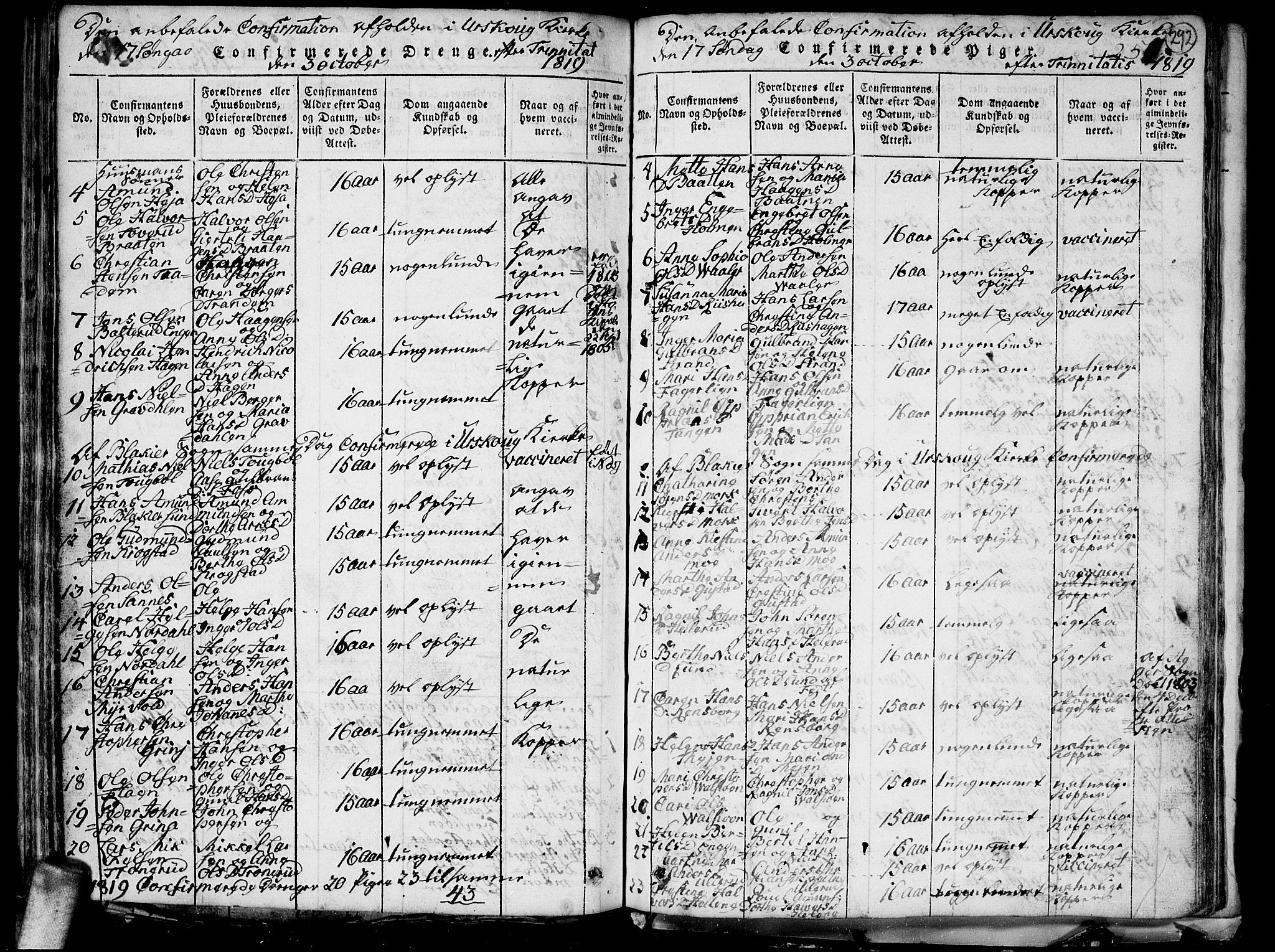 Aurskog prestekontor Kirkebøker, SAO/A-10304a/G/Ga/L0001: Parish register (copy) no. I 1, 1814-1829, p. 292