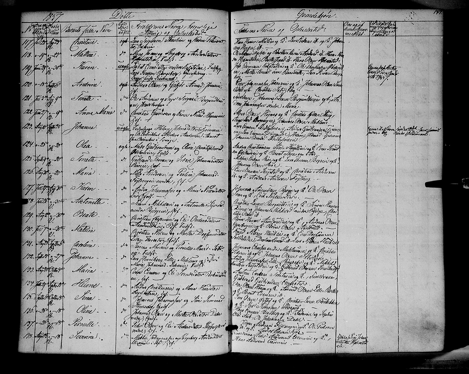 Ringsaker prestekontor, AV/SAH-PREST-014/K/Ka/L0009: Parish register (official) no. 9, 1850-1860, p. 147