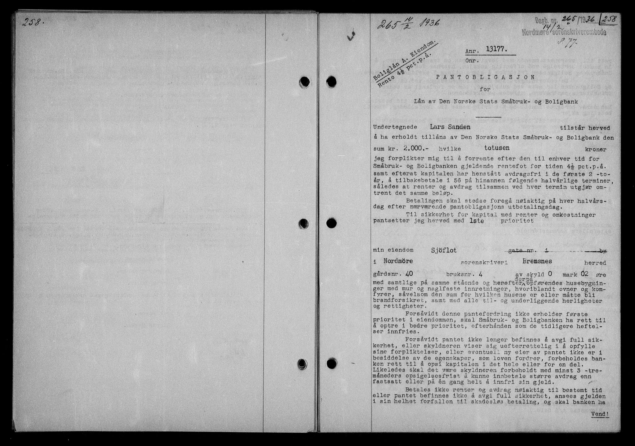 Nordmøre sorenskriveri, AV/SAT-A-4132/1/2/2Ca/L0087: Mortgage book no. 77, 1935-1936, Deed date: 14.02.1936