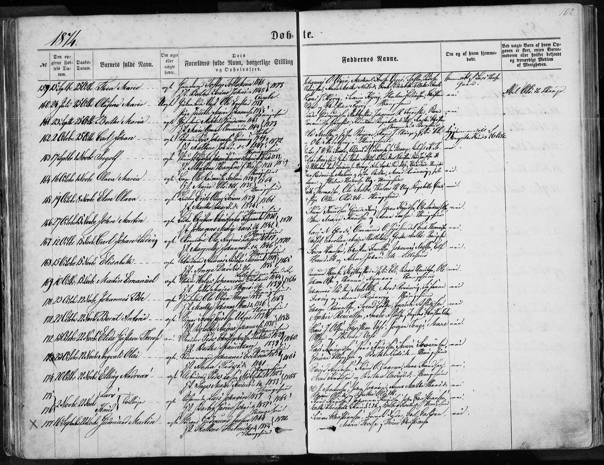 Torvastad sokneprestkontor, AV/SAST-A -101857/H/Ha/Haa/L0012: Parish register (official) no. A 12.1, 1867-1877, p. 102