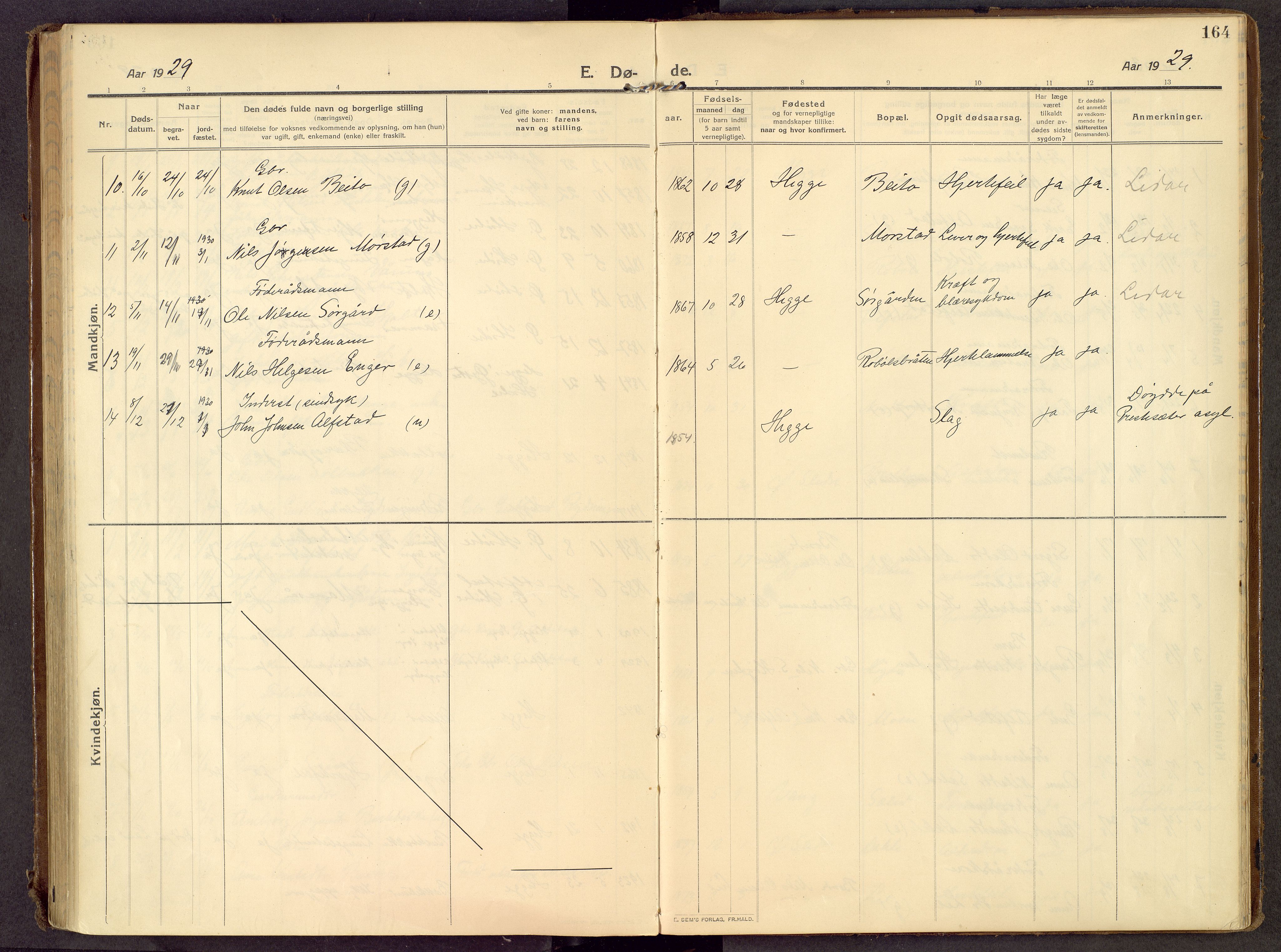 Øystre Slidre prestekontor, AV/SAH-PREST-138/H/Ha/Haa/L0007: Parish register (official) no. 7, 1911-1931, p. 164