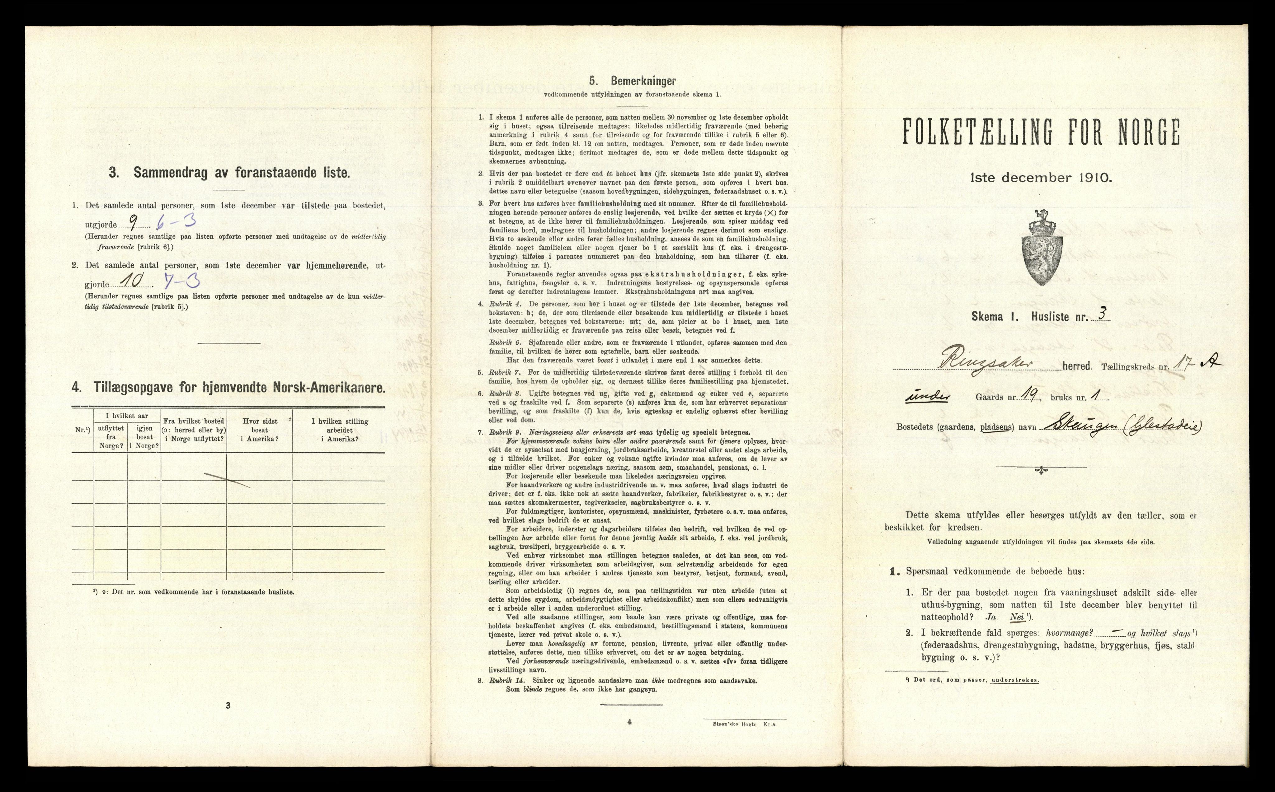 RA, 1910 census for Ringsaker, 1910, p. 3345