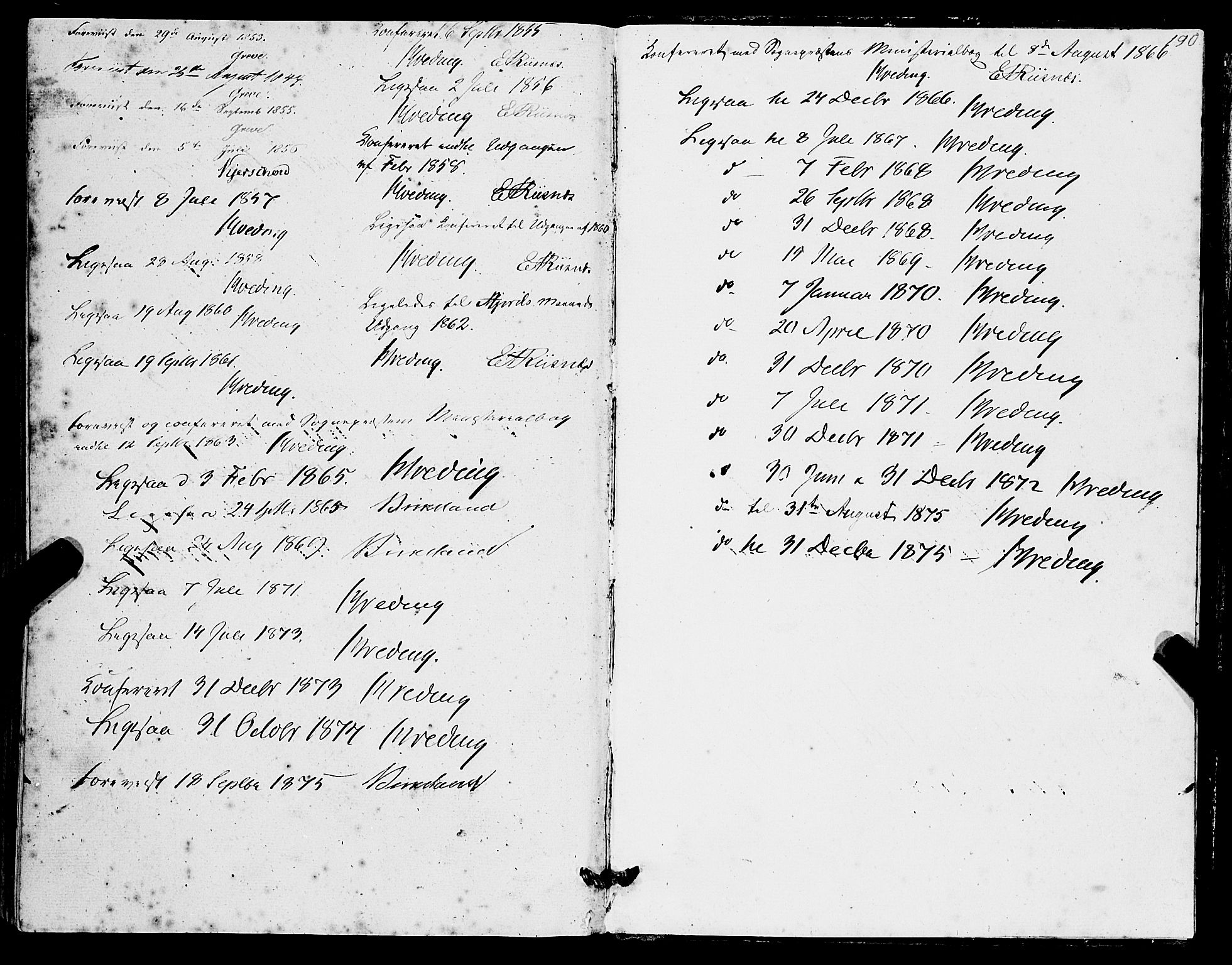 Masfjorden Sokneprestembete, SAB/A-77001: Parish register (copy) no. A 1, 1851-1875, p. 190