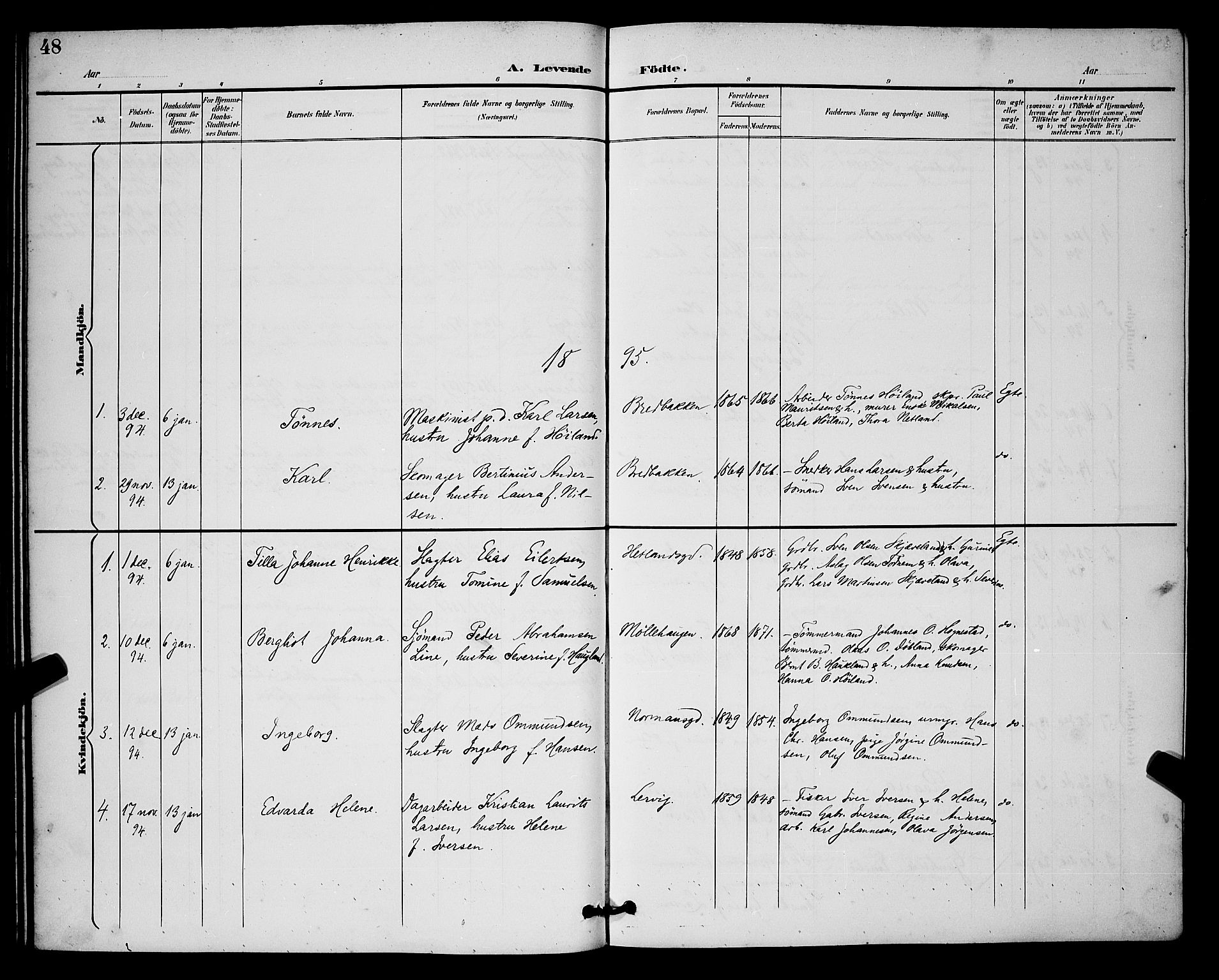 St. Johannes sokneprestkontor, SAST/A-101814/001/30/30BB/L0003: Parish register (copy) no. B 3, 1893-1900, p. 48