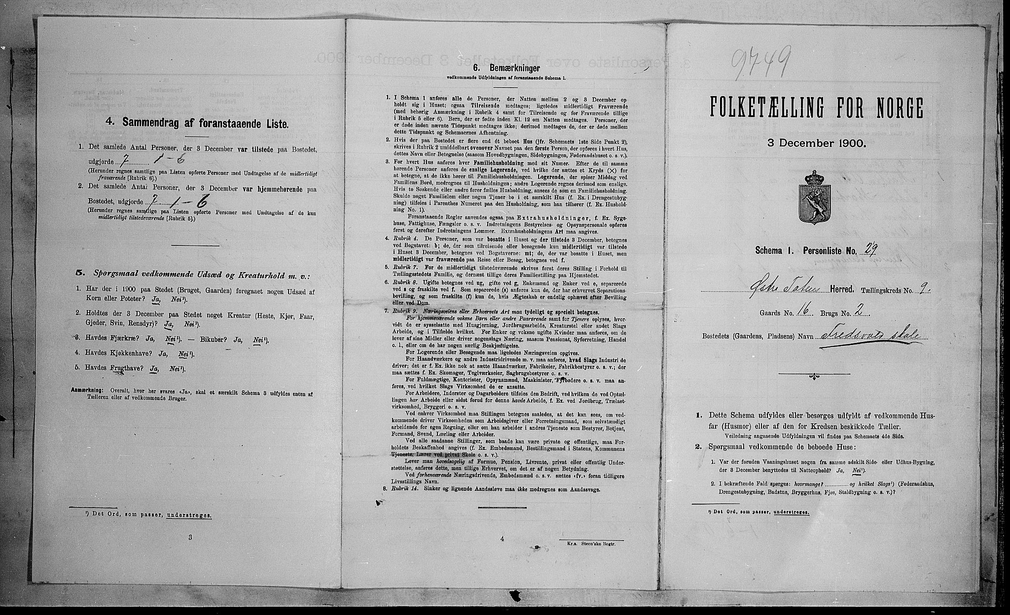 SAH, 1900 census for Østre Toten, 1900, p. 2551