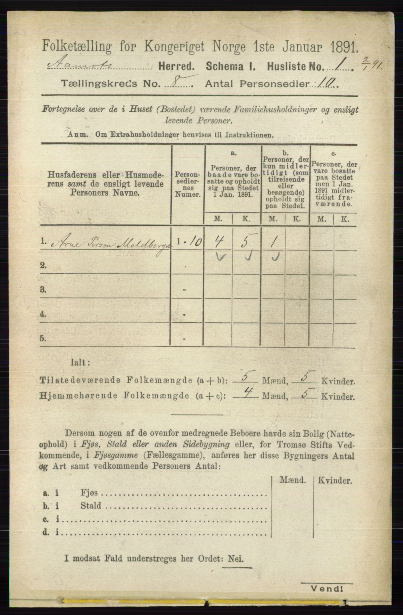 RA, 1891 census for 0429 Åmot, 1891, p. 3302