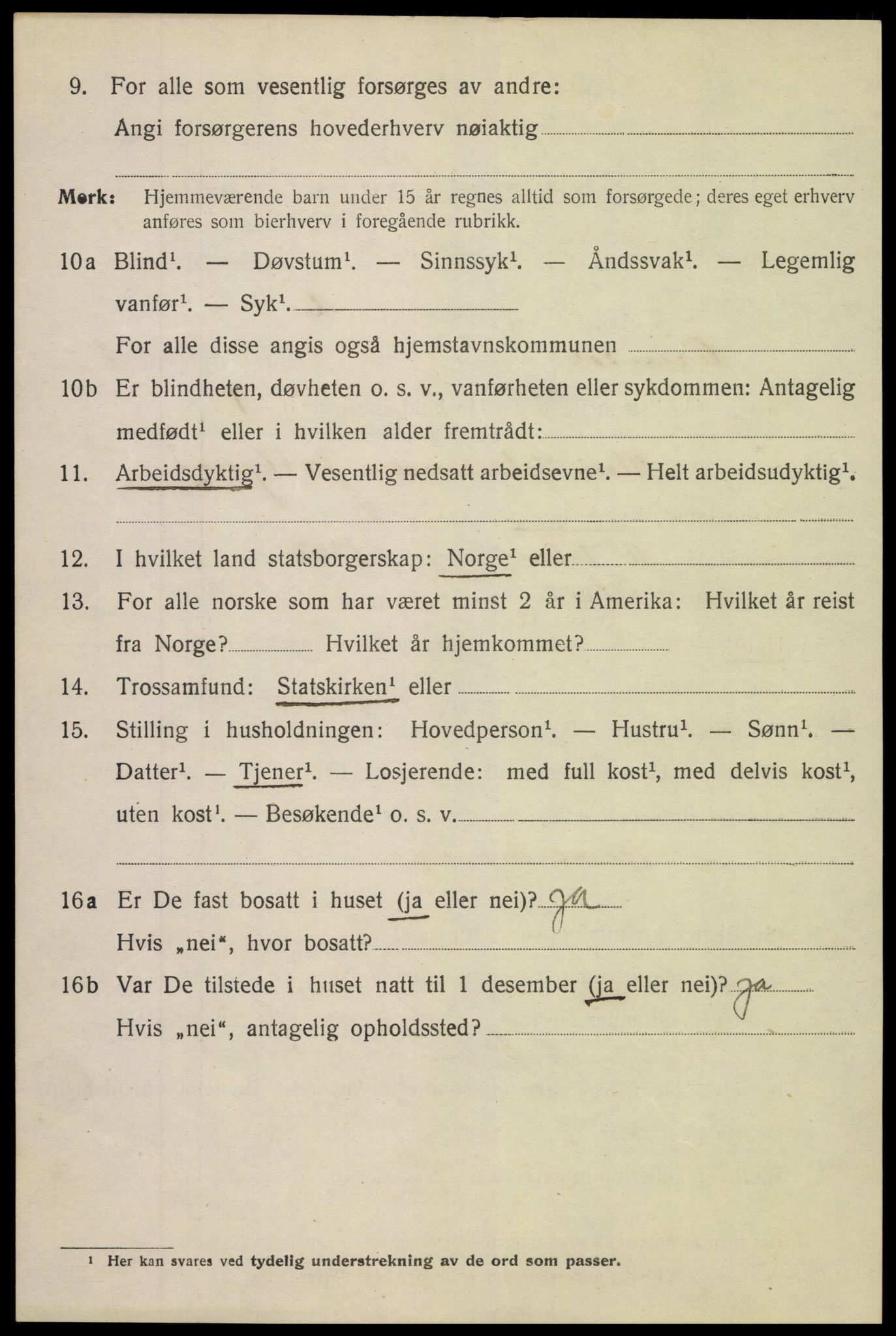 SAK, 1920 census for Arendal, 1920, p. 9919