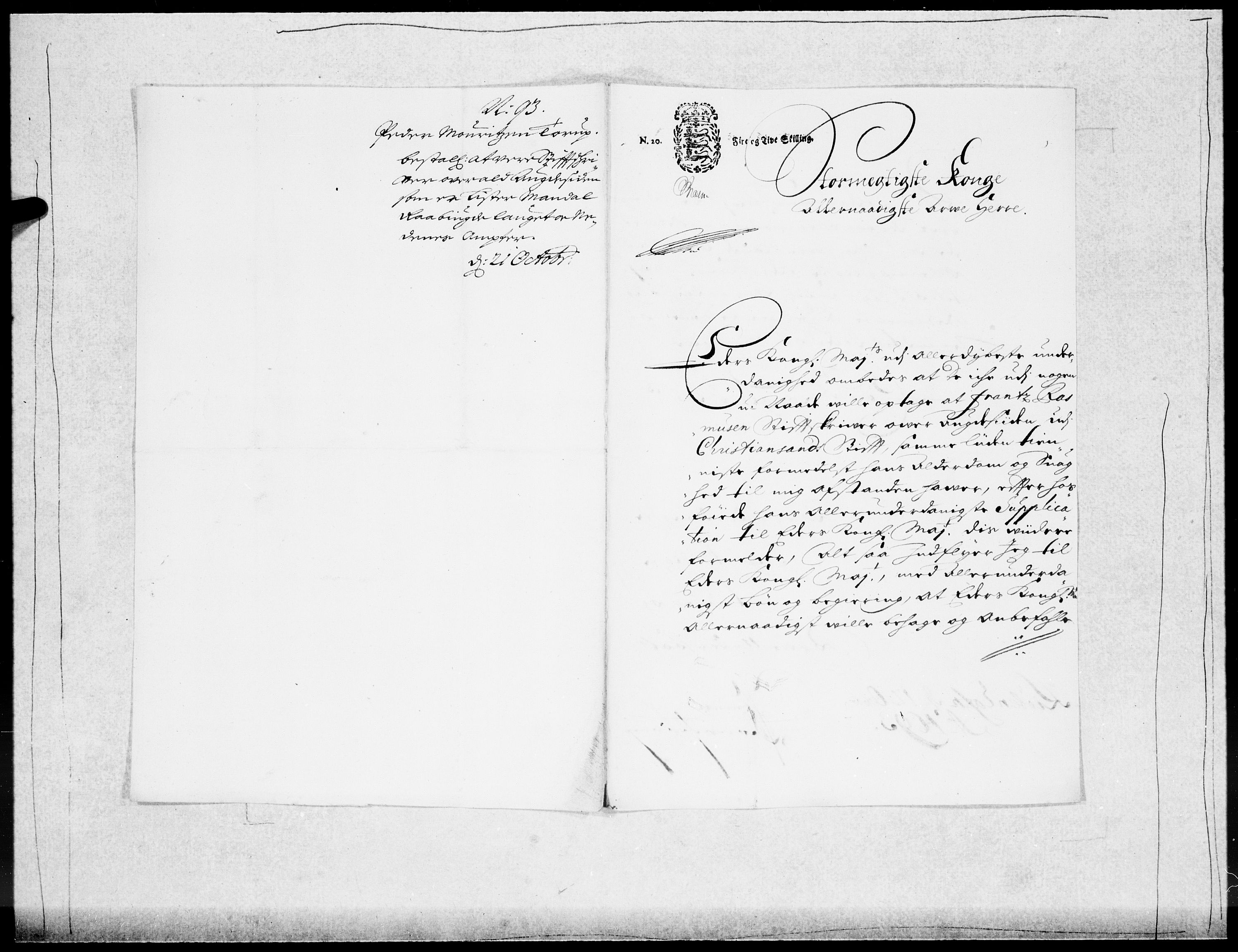 Danske Kanselli 1572-1799, RA/EA-3023/F/Fc/Fcc/Fcca/L0046: Norske innlegg 1572-1799, 1693-1695, p. 55