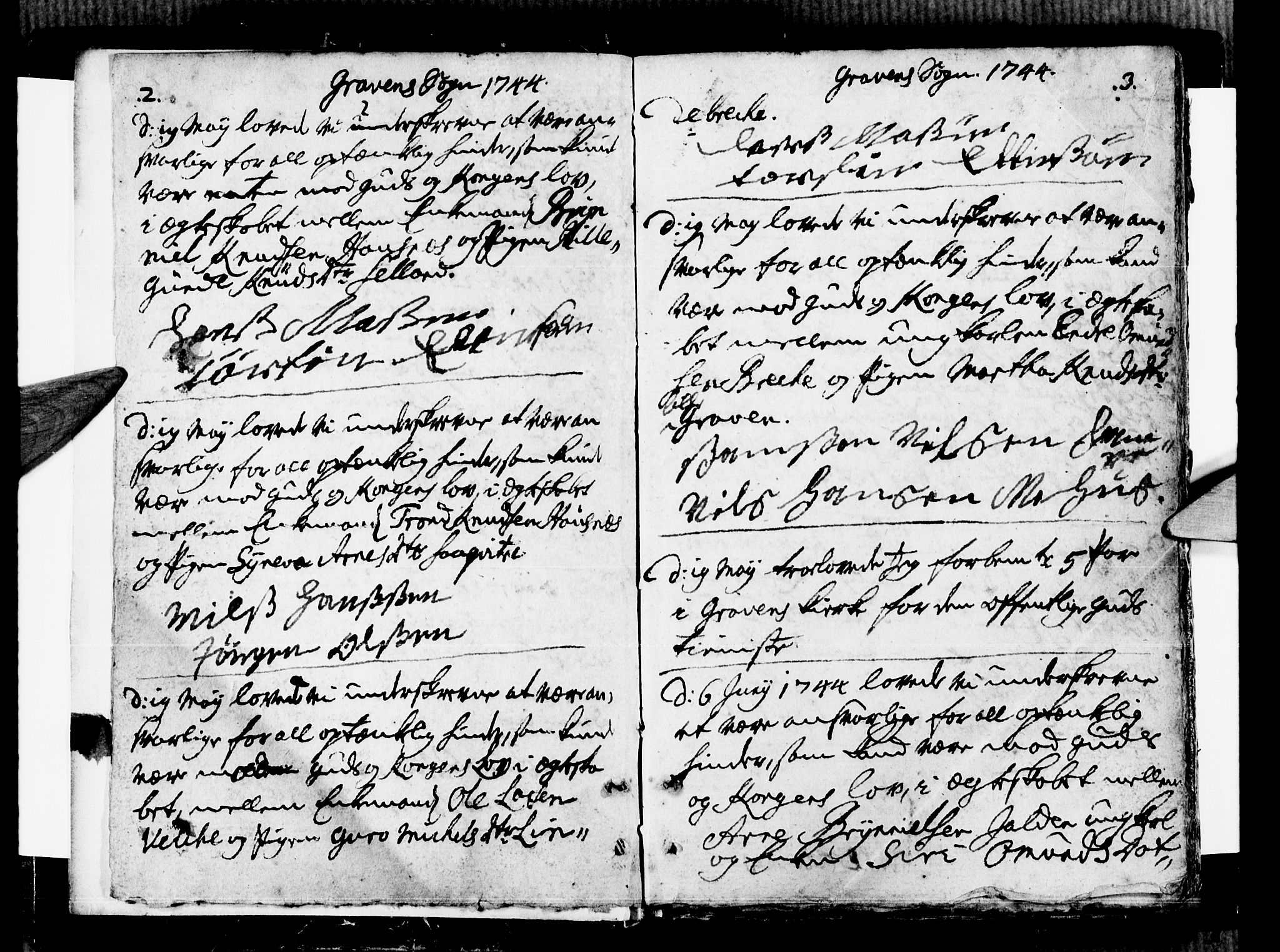 Ulvik sokneprestembete, SAB/A-78801/H/Haa: Parish register (official) no. A 9, 1743-1792, p. 2-3
