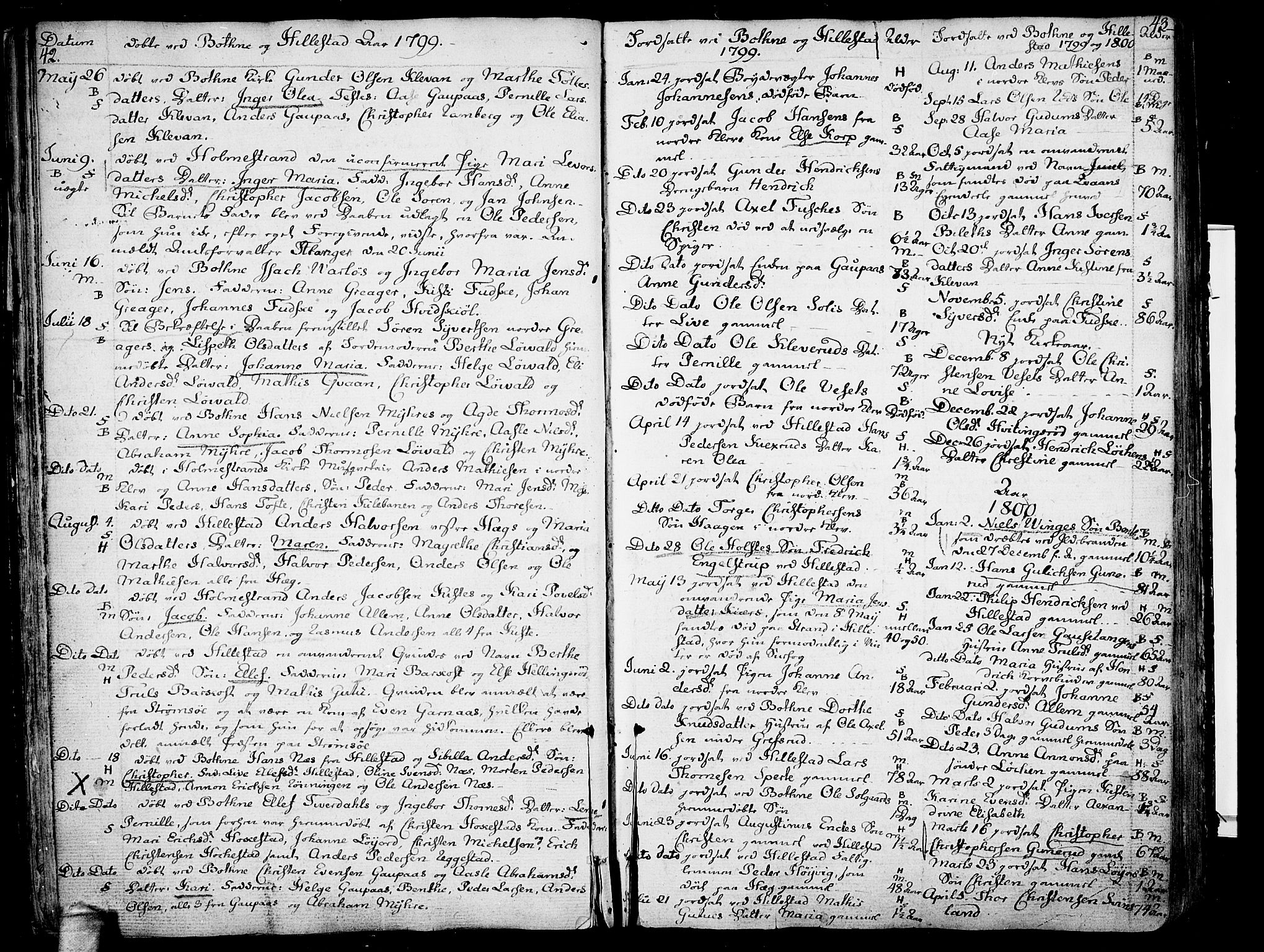 Botne kirkebøker, SAKO/A-340/F/Fa/L0003: Parish register (official) no. I 3 /1, 1792-1844, p. 42-43