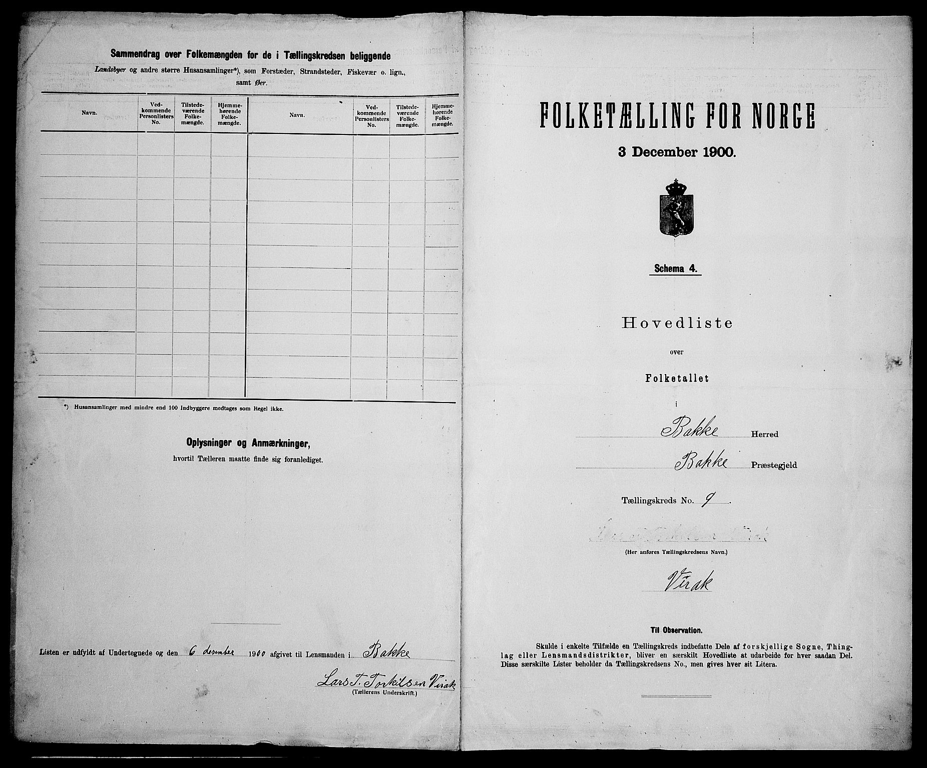 SAK, 1900 census for Bakke, 1900, p. 30