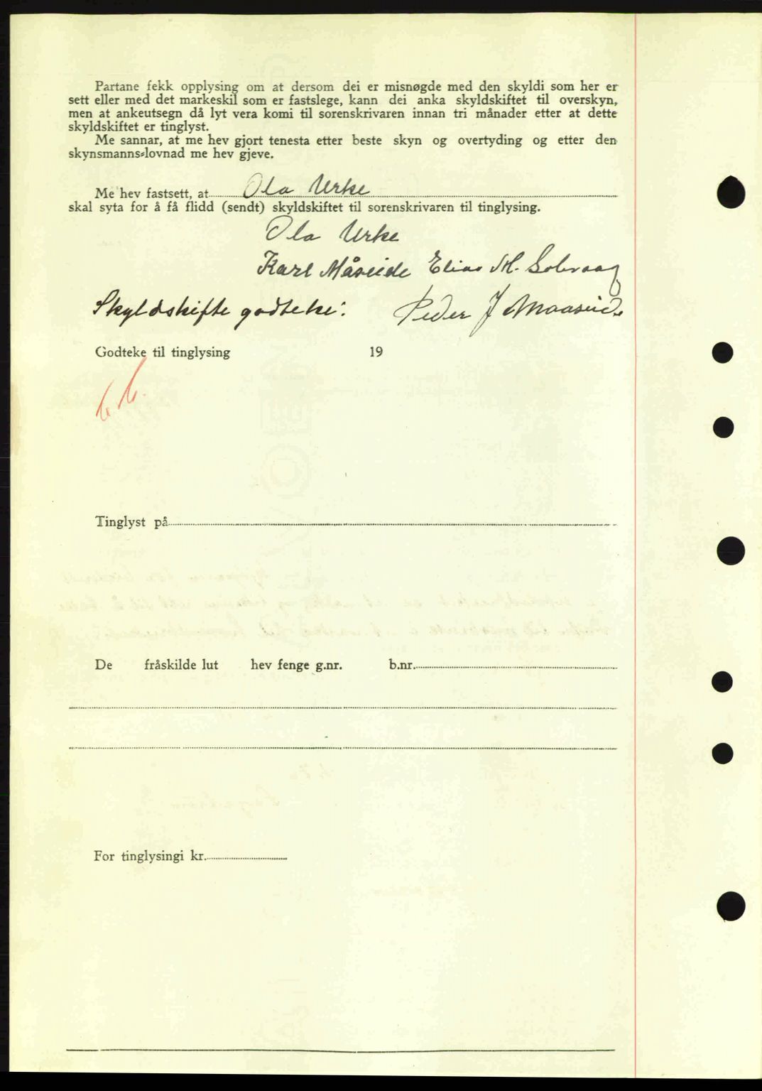 Nordre Sunnmøre sorenskriveri, SAT/A-0006/1/2/2C/2Ca: Mortgage book no. A11, 1941-1941, Diary no: : 846/1941