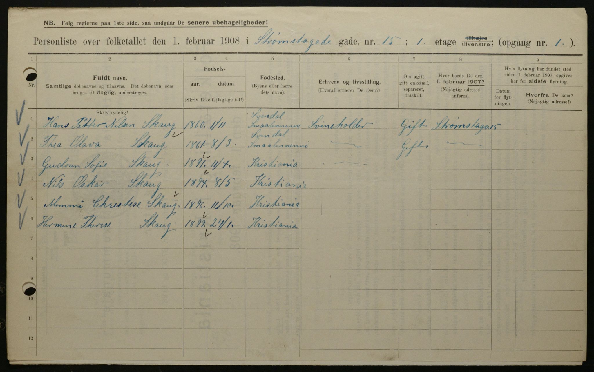 OBA, Municipal Census 1908 for Kristiania, 1908, p. 93470