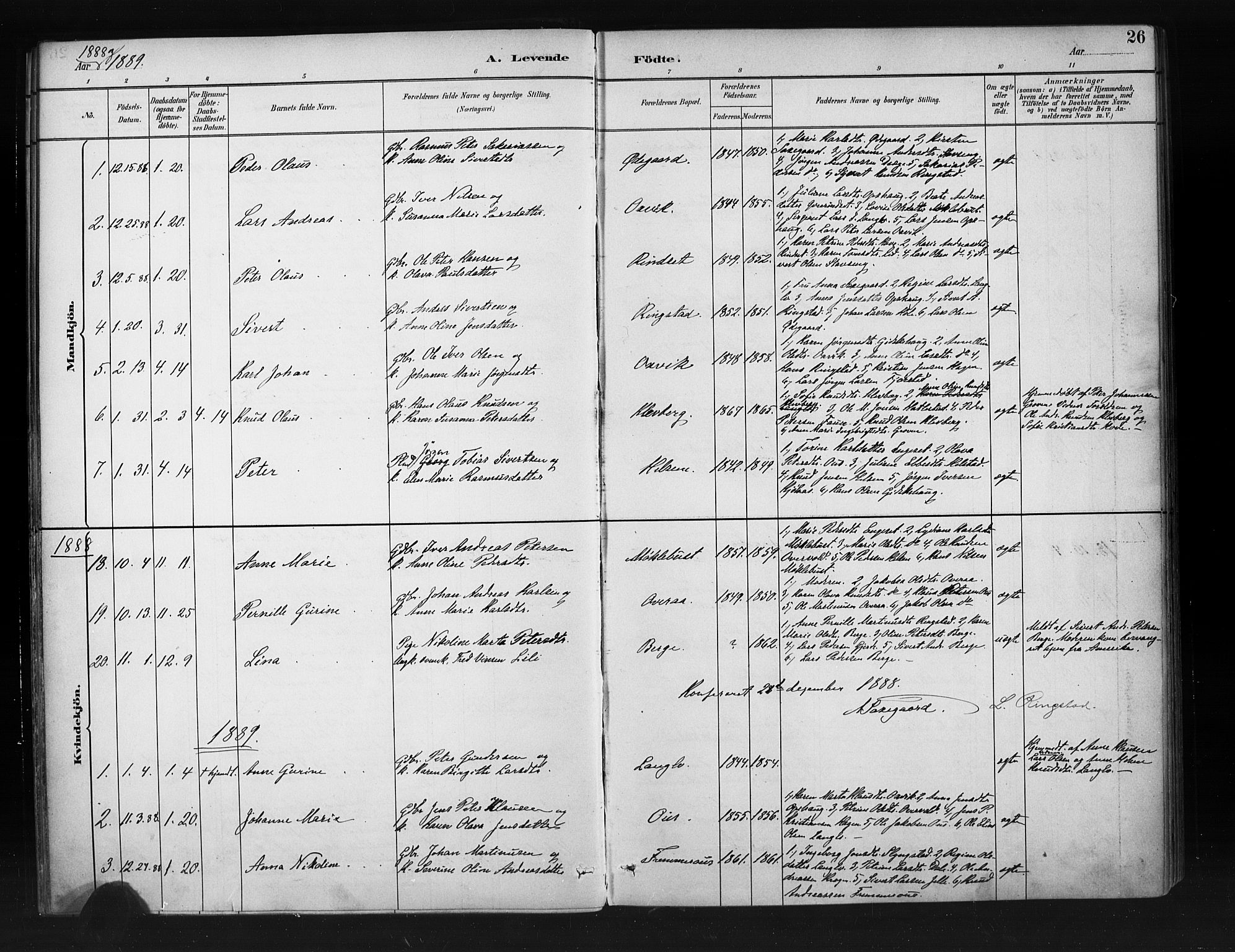 Ministerialprotokoller, klokkerbøker og fødselsregistre - Møre og Romsdal, SAT/A-1454/520/L0283: Parish register (official) no. 520A12, 1882-1898, p. 26