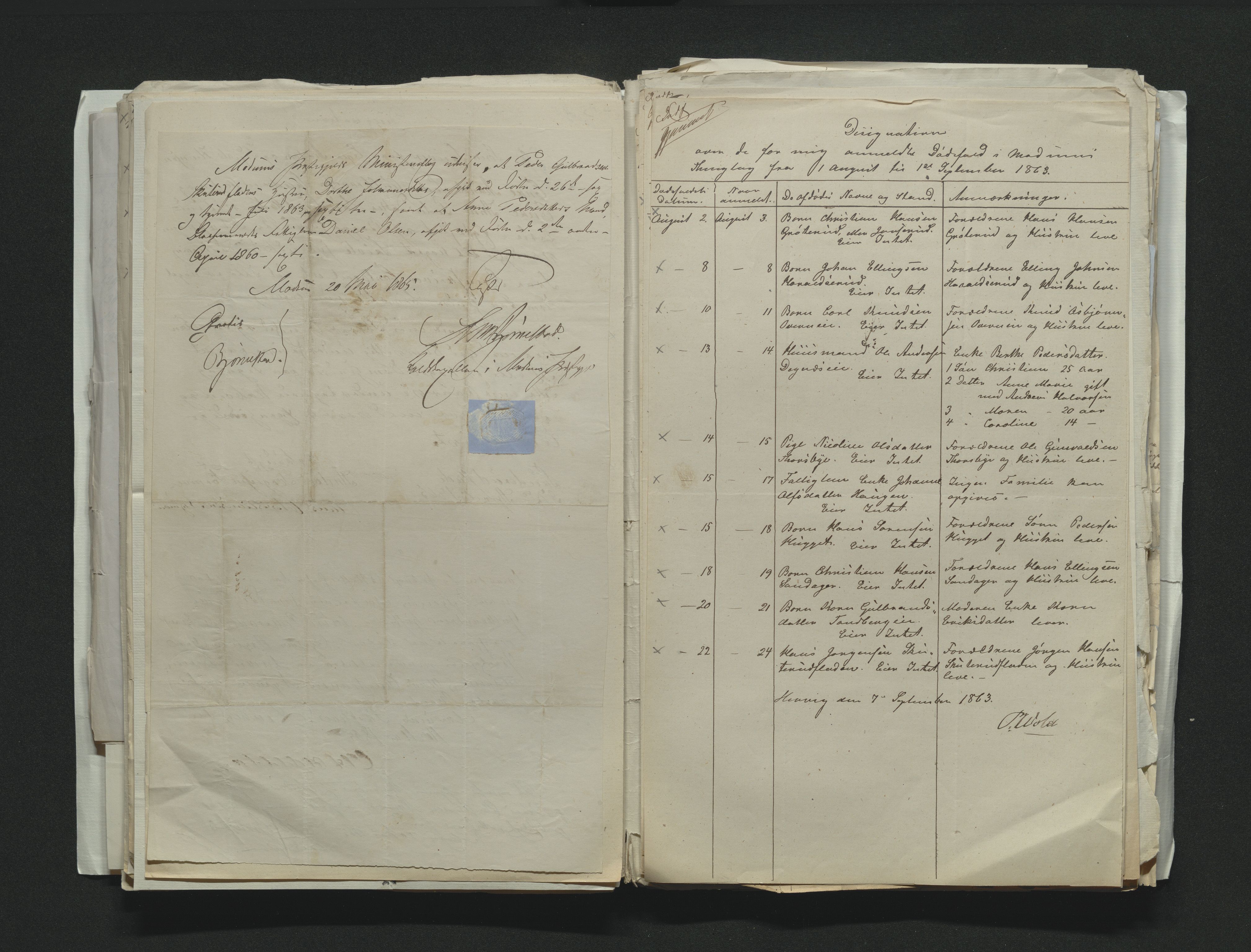 Eiker, Modum og Sigdal sorenskriveri, AV/SAKO-A-123/H/Ha/Hab/L0011: Dødsfallsmeldinger, 1862-1865, p. 253