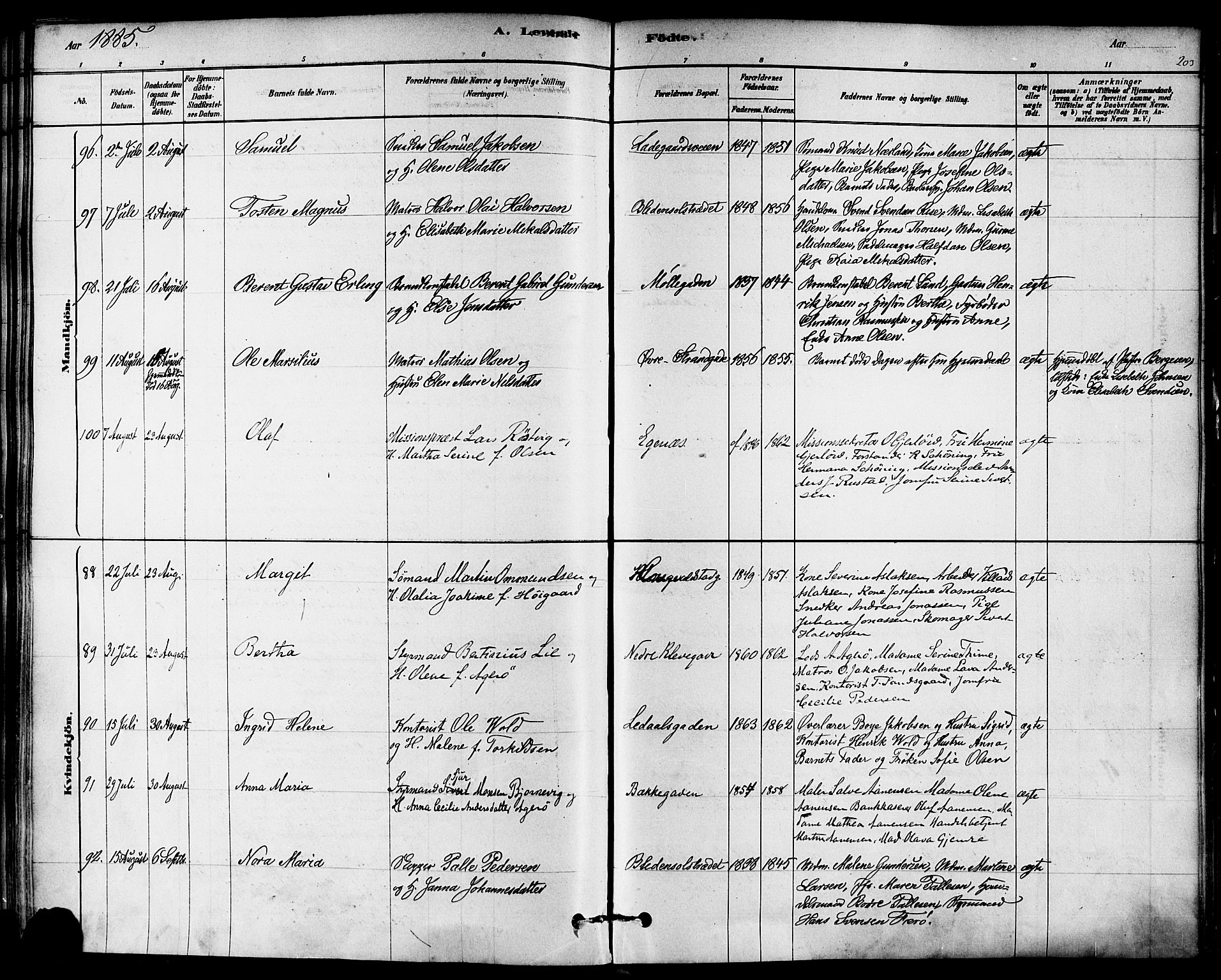 Domkirken sokneprestkontor, SAST/A-101812/001/30/30BA/L0026: Parish register (official) no. A 25, 1878-1889, p. 203