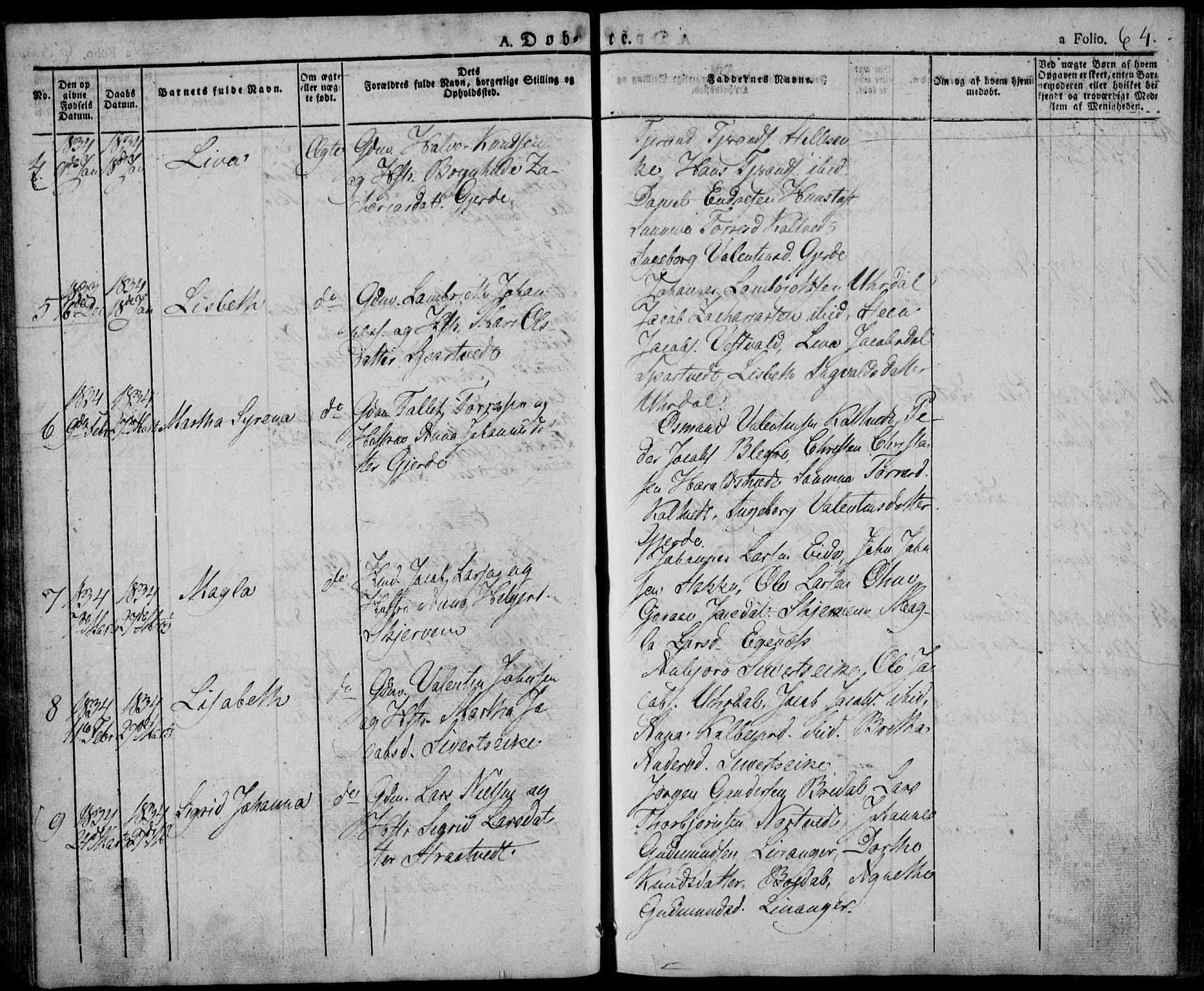 Skjold sokneprestkontor, AV/SAST-A-101847/H/Ha/Haa/L0005: Parish register (official) no. A 5, 1830-1856, p. 64