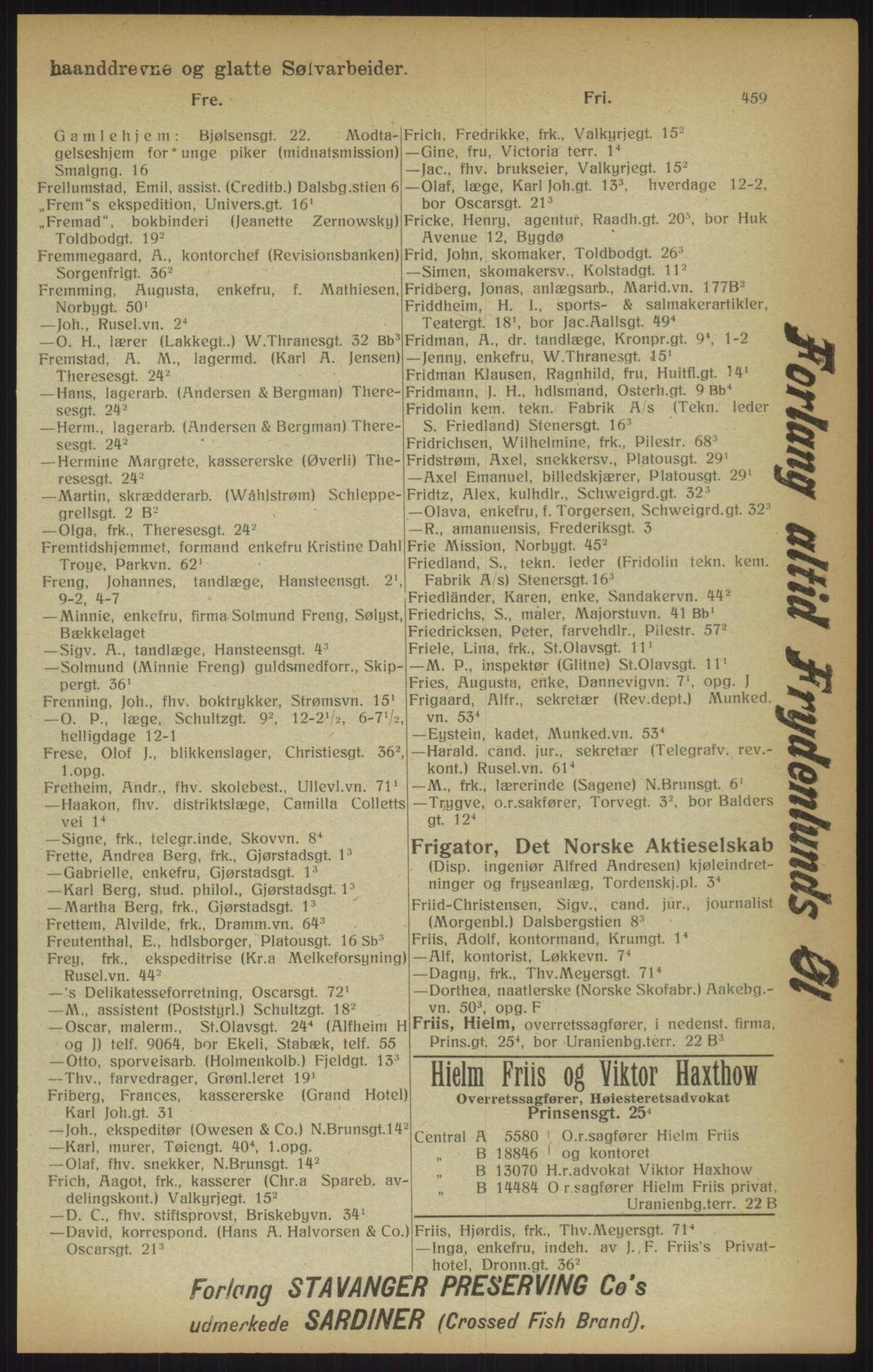 Kristiania/Oslo adressebok, PUBL/-, 1915, p. 459