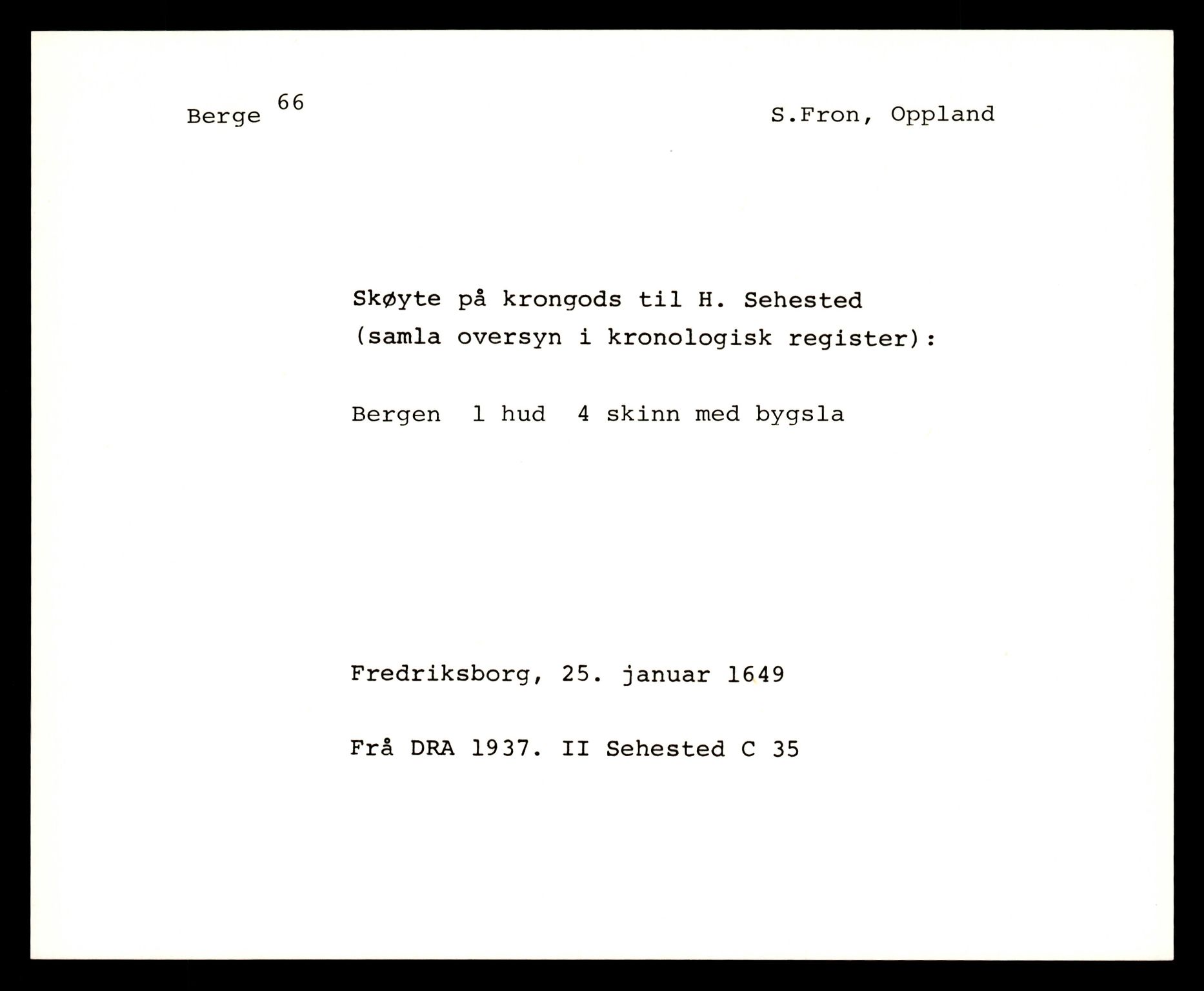 Riksarkivets diplomsamling, AV/RA-EA-5965/F35/F35e/L0010: Registreringssedler Oppland 2, 1400-1700, p. 117