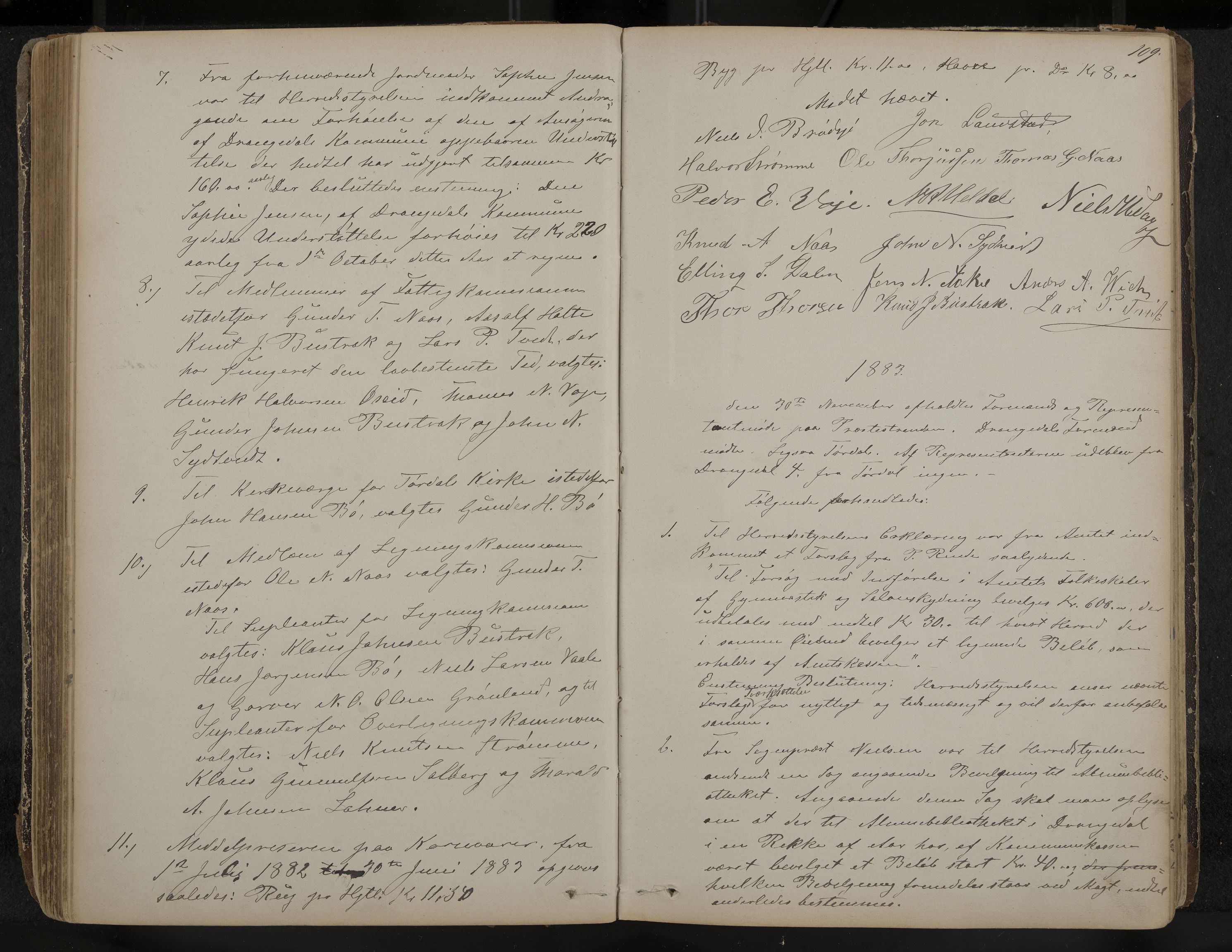 Drangedal formannskap og sentraladministrasjon, IKAK/0817021/A/L0002: Møtebok, 1870-1892, p. 109