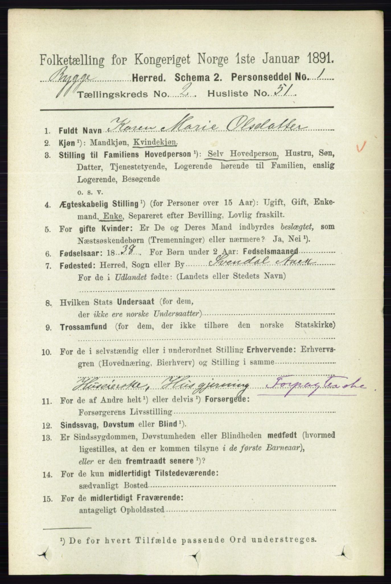 RA, 1891 census for 0136 Rygge, 1891, p. 1327