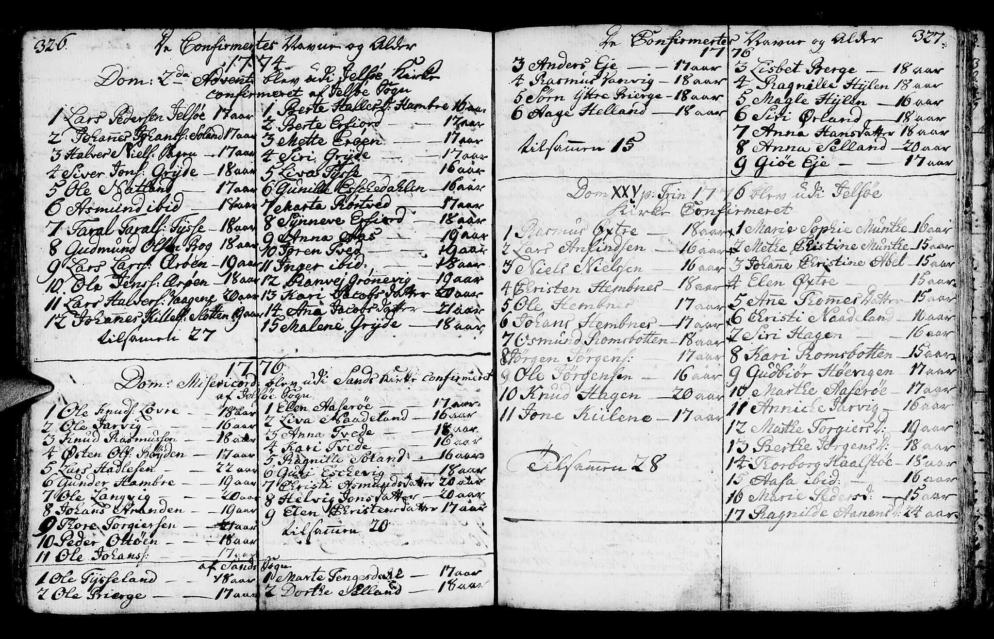 Jelsa sokneprestkontor, SAST/A-101842/01/IV: Parish register (official) no. A 3, 1768-1796, p. 326-327