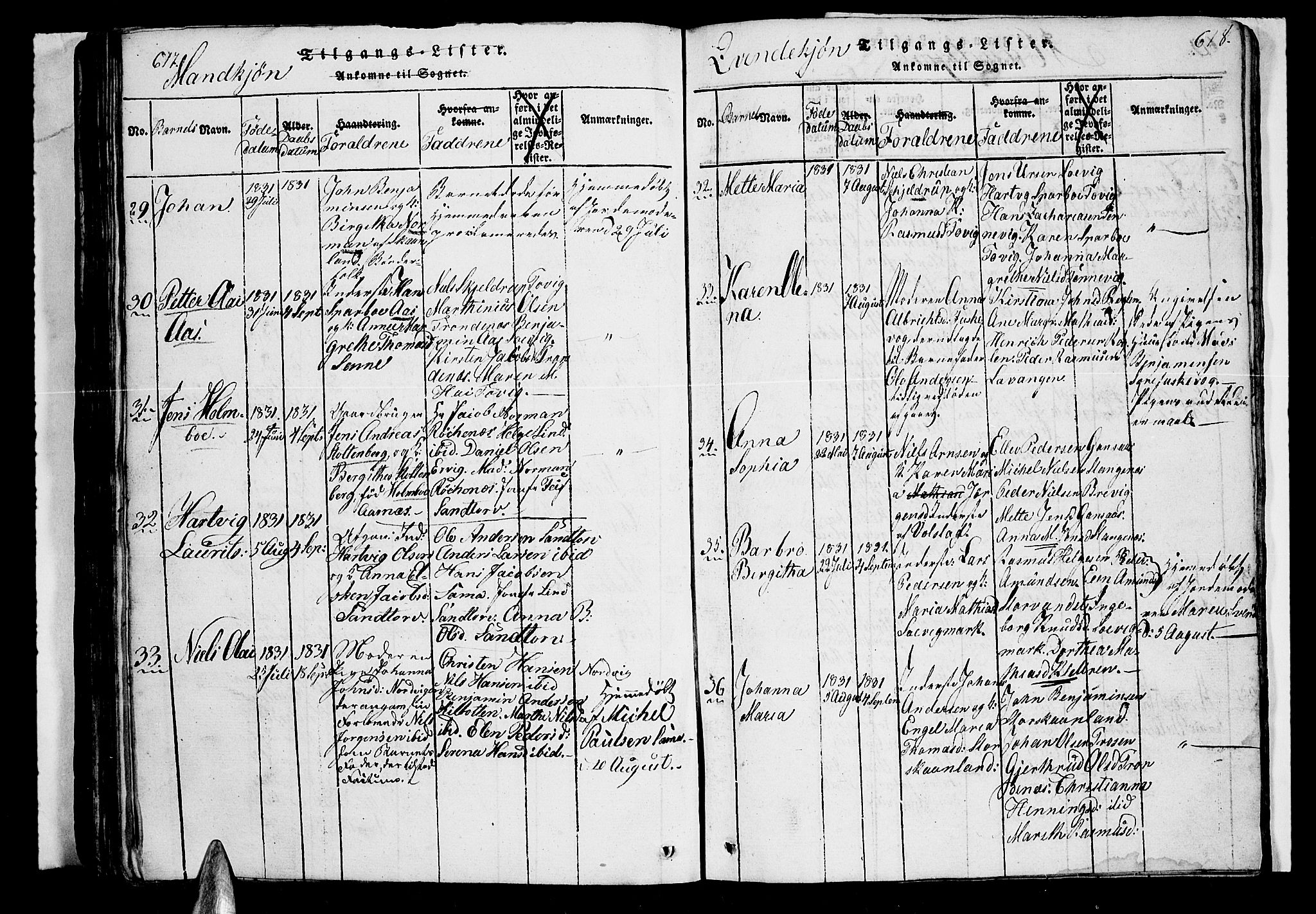 Trondenes sokneprestkontor, AV/SATØ-S-1319/H/Hb/L0003klokker: Parish register (copy) no. 3, 1820-1834, p. 617-618