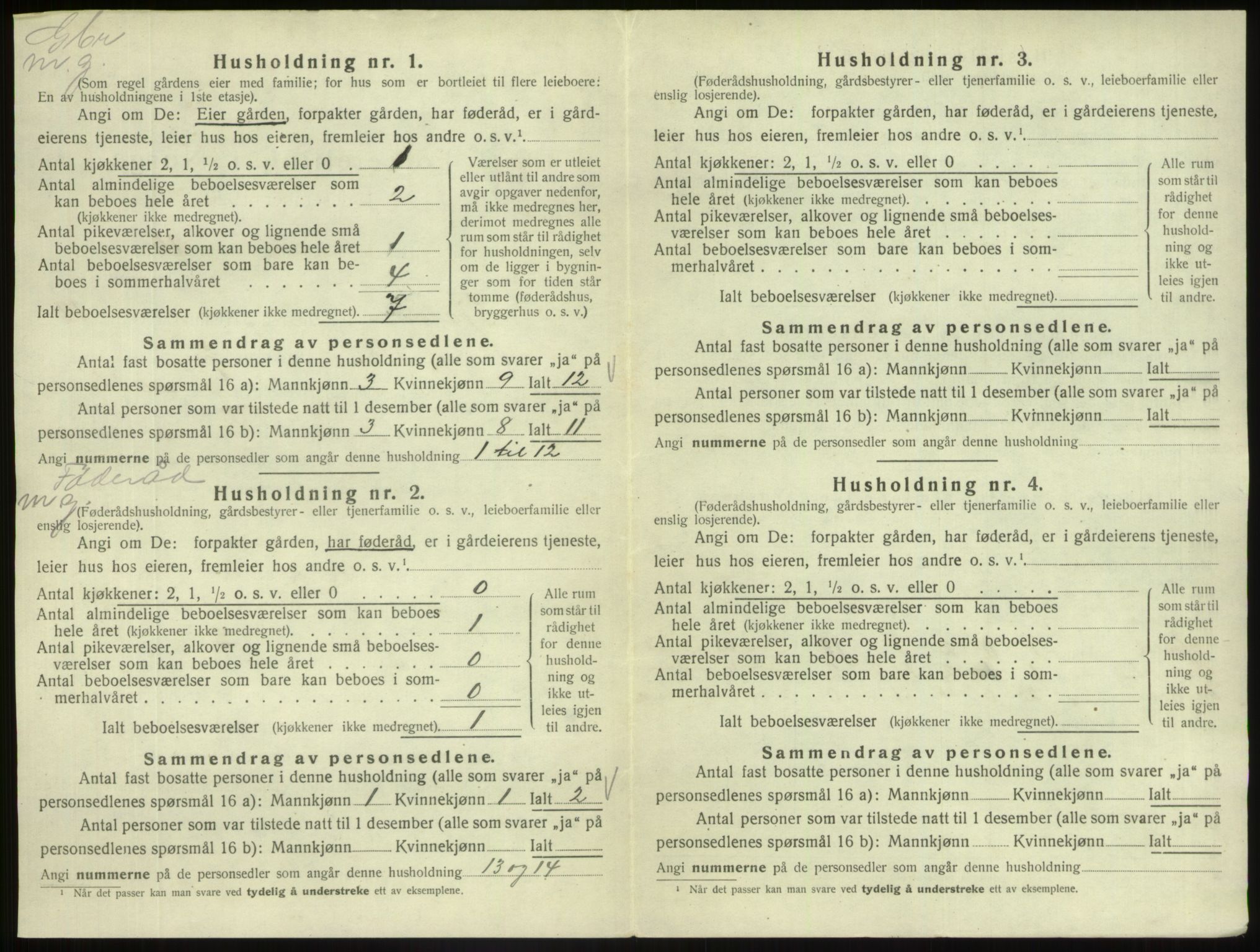 SAB, 1920 census for Fjaler, 1920, p. 1366