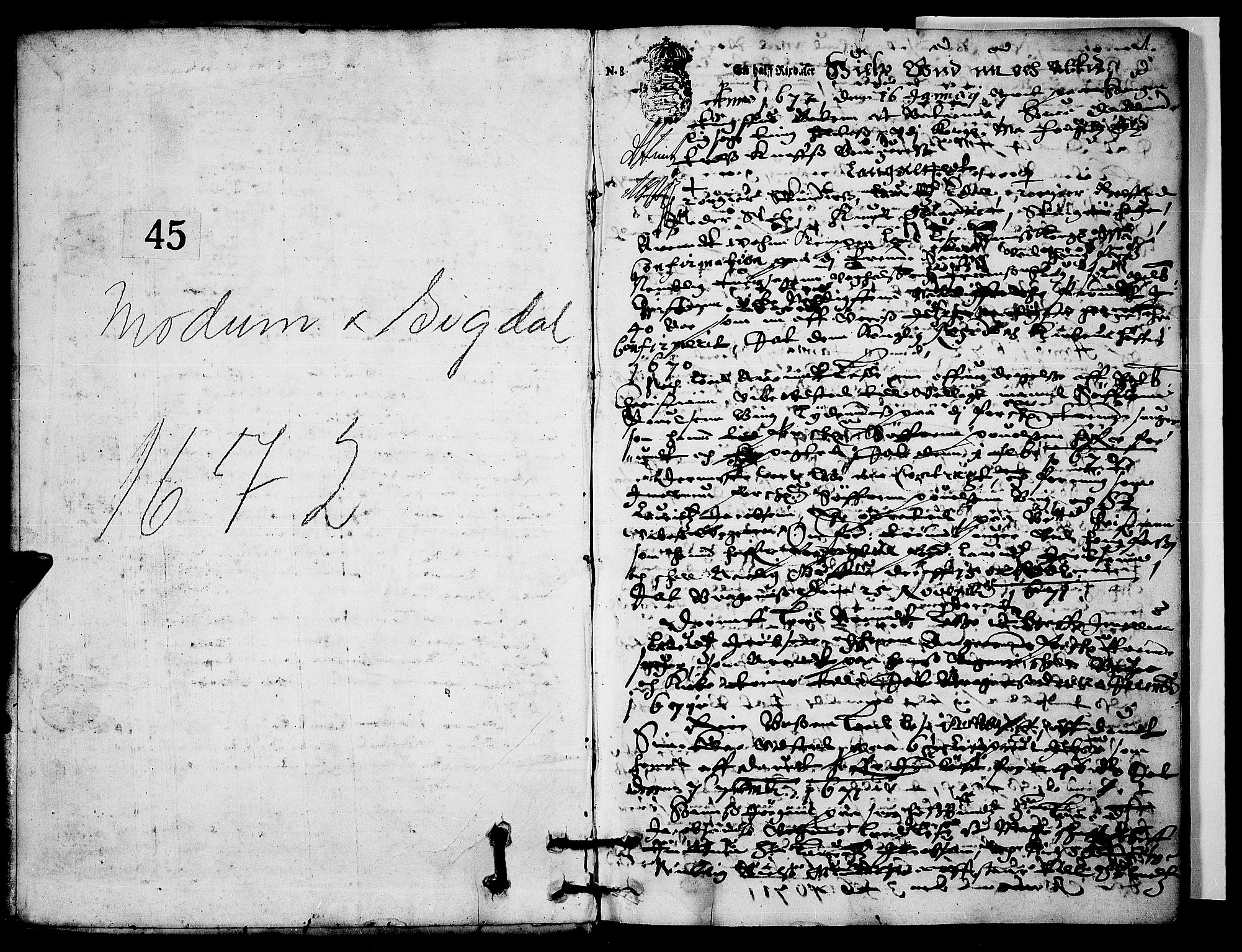 Eiker, Modum og Sigdal sorenskriveri, SAKO/A-123/F/Fa/Faa/L0037: Tingbok, 1672, p. 1