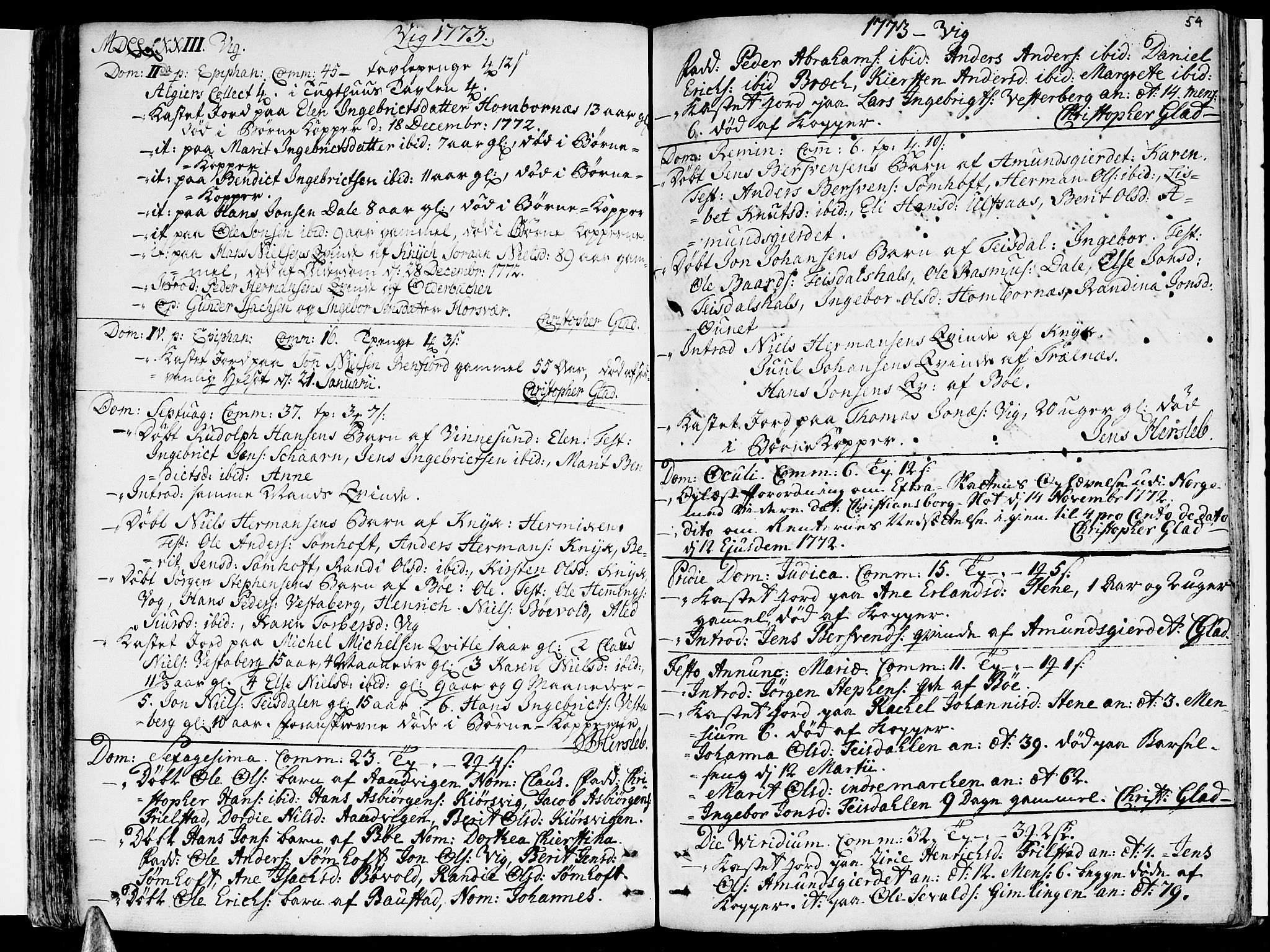 Ministerialprotokoller, klokkerbøker og fødselsregistre - Nordland, SAT/A-1459/812/L0173: Parish register (official) no. 812A02, 1752-1800, p. 54