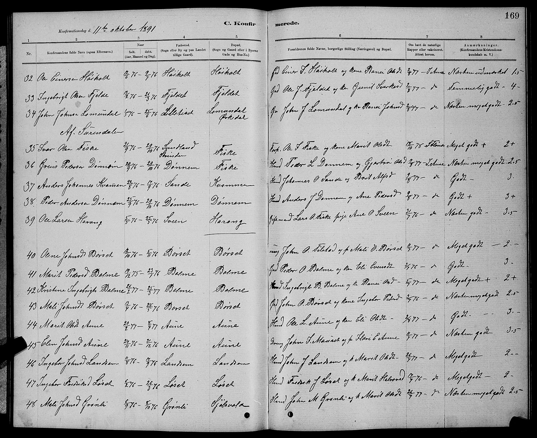 Ministerialprotokoller, klokkerbøker og fødselsregistre - Møre og Romsdal, AV/SAT-A-1454/598/L1077: Parish register (copy) no. 598C02, 1879-1891, p. 169