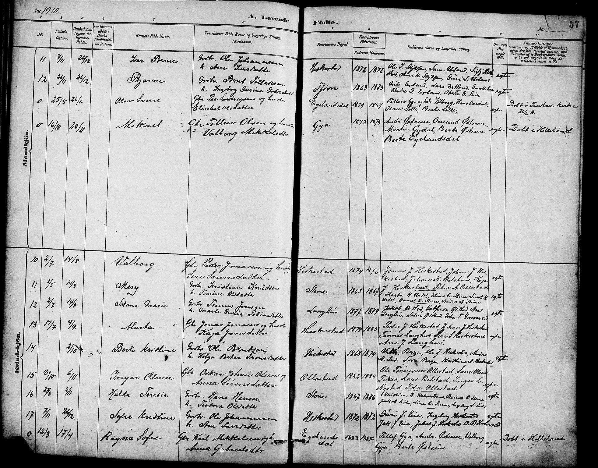 Lund sokneprestkontor, AV/SAST-A-101809/S07/L0007: Parish register (copy) no. B 7, 1890-1925, p. 57