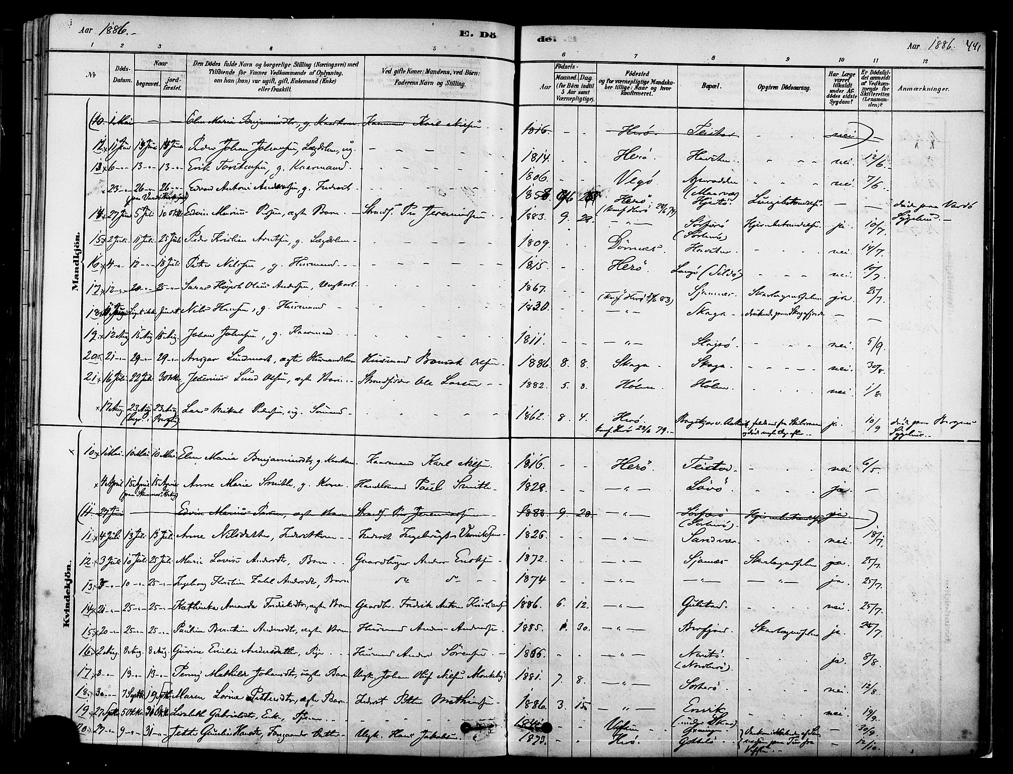 Ministerialprotokoller, klokkerbøker og fødselsregistre - Nordland, AV/SAT-A-1459/834/L0507: Parish register (official) no. 834A05, 1878-1892, p. 441