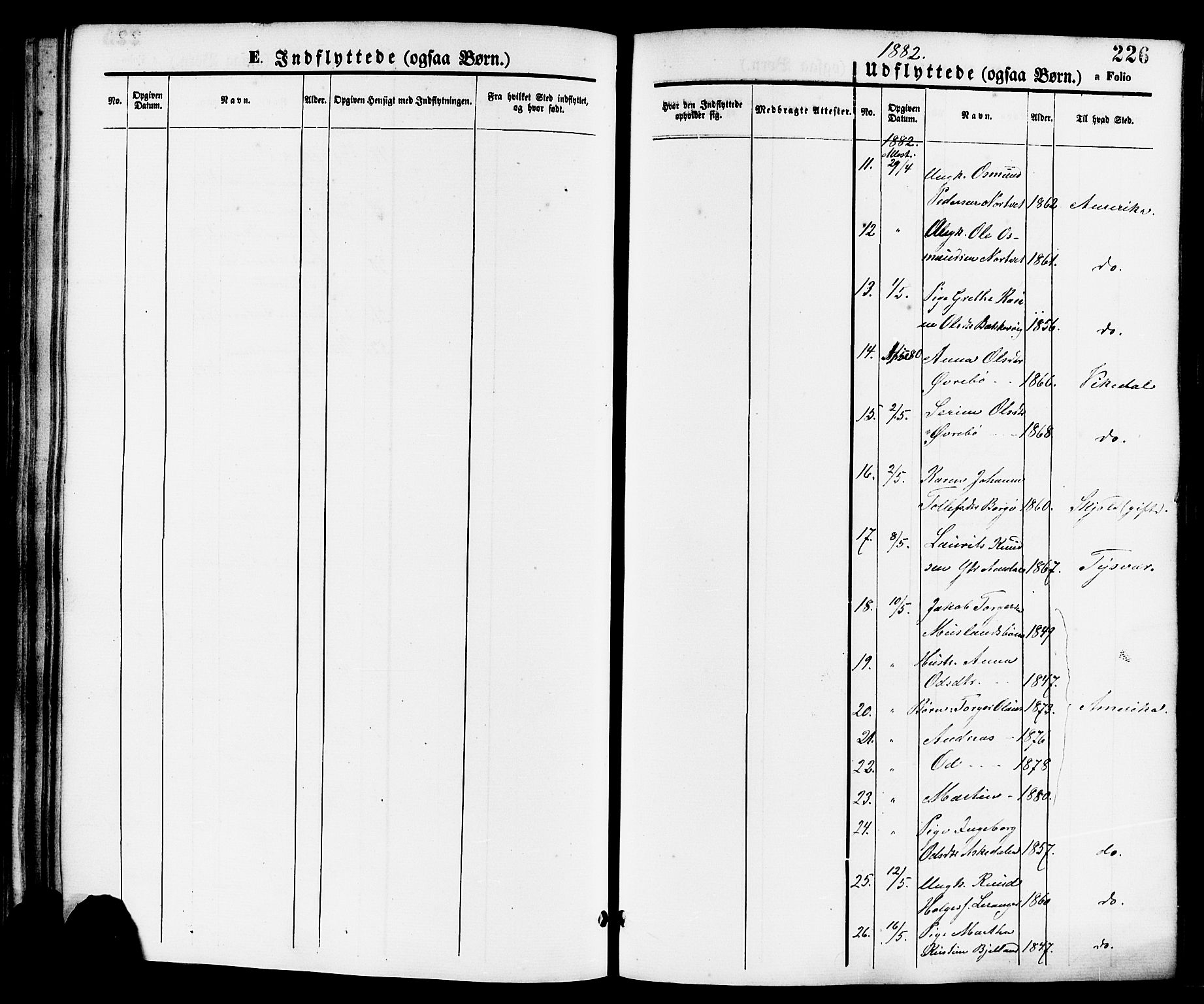 Nedstrand sokneprestkontor, SAST/A-101841/01/IV: Parish register (official) no. A 11, 1877-1887, p. 226