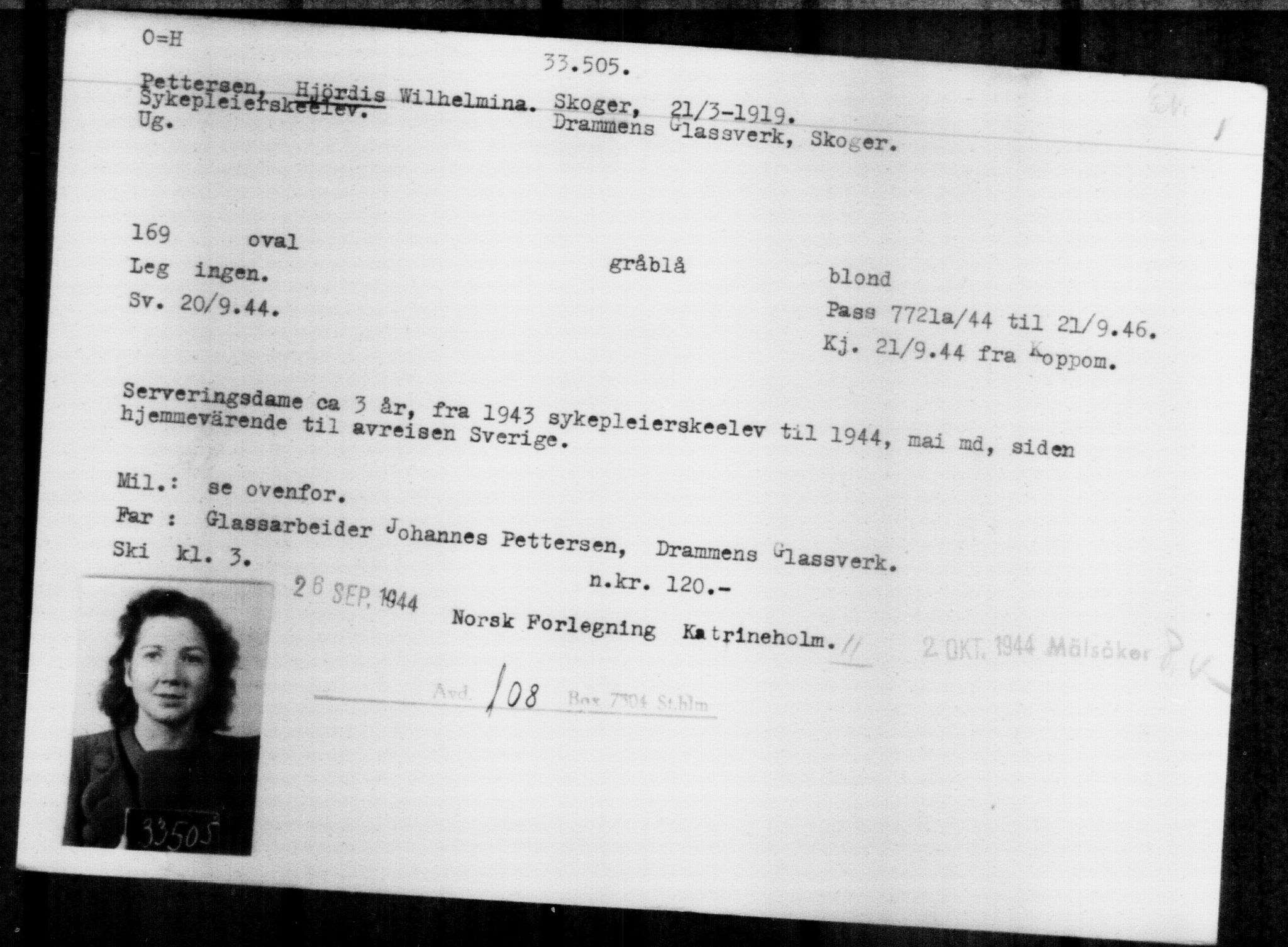 Utenriksstasjonene, Legasjonen i Stockholm, Flyktningkontoret, AV/RA-S-6753/V/Va/L0013: Kjesäterkartoteket, flyktninger med registreringsnr. 31500-34731, 1940-1945, p. 2113