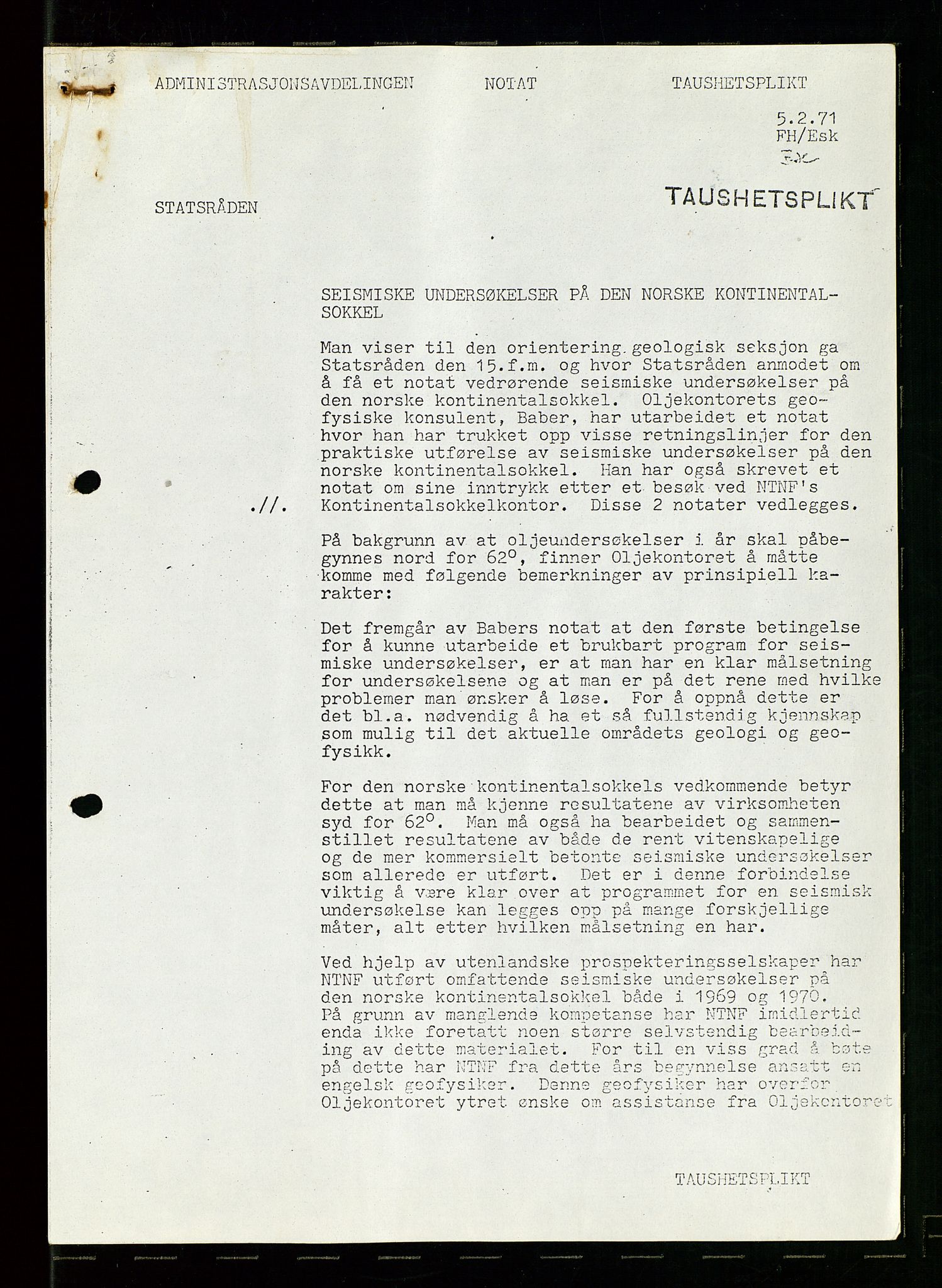 Industridepartementet, Oljekontoret, AV/SAST-A-101348/Dc/L0003: Ekofisk prosjekt, utbygging av Ekofiskfeltet, diverse, 1970-1972