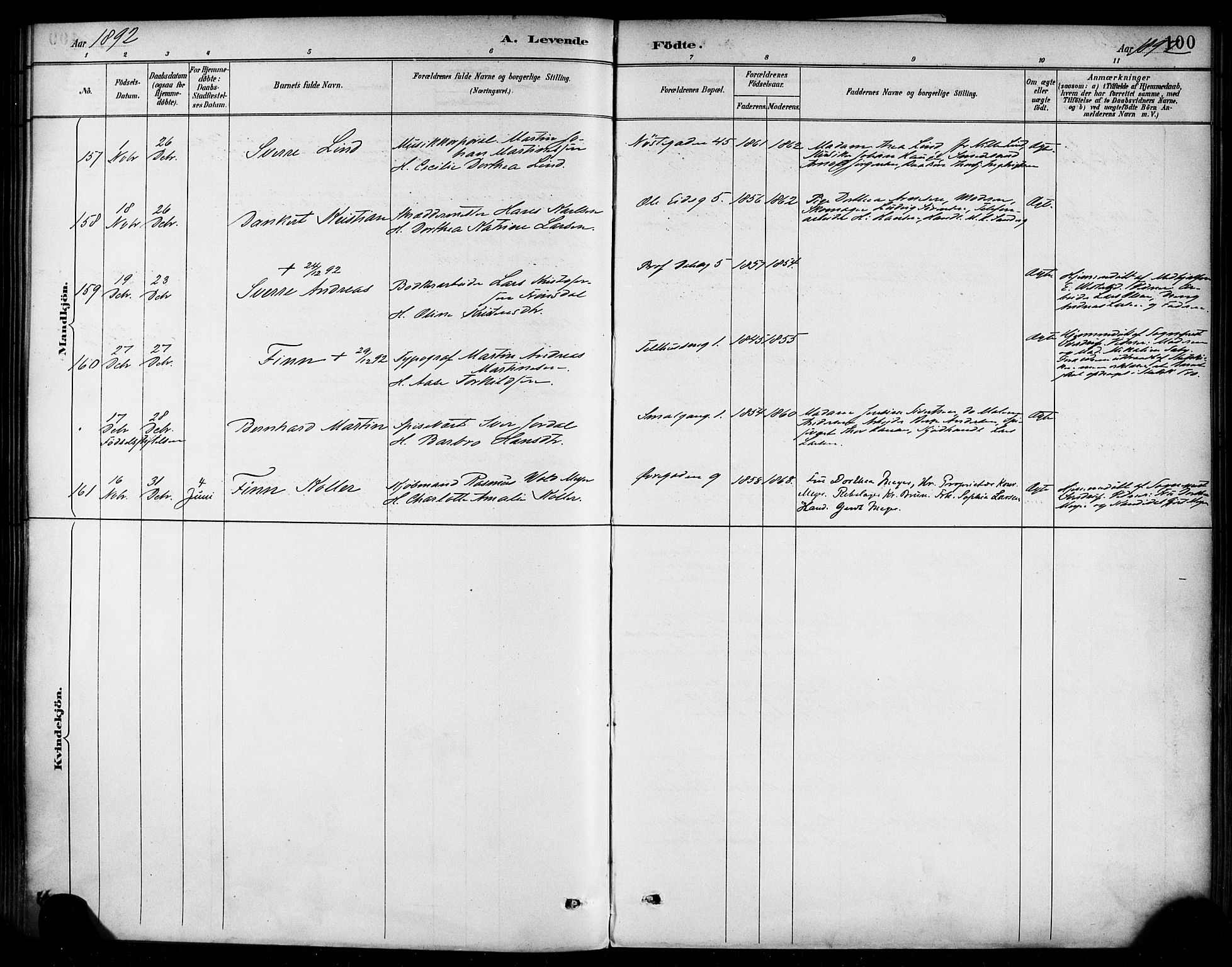 Korskirken sokneprestembete, SAB/A-76101/H/Haa/L0022: Parish register (official) no. B 8, 1889-1899, p. 100