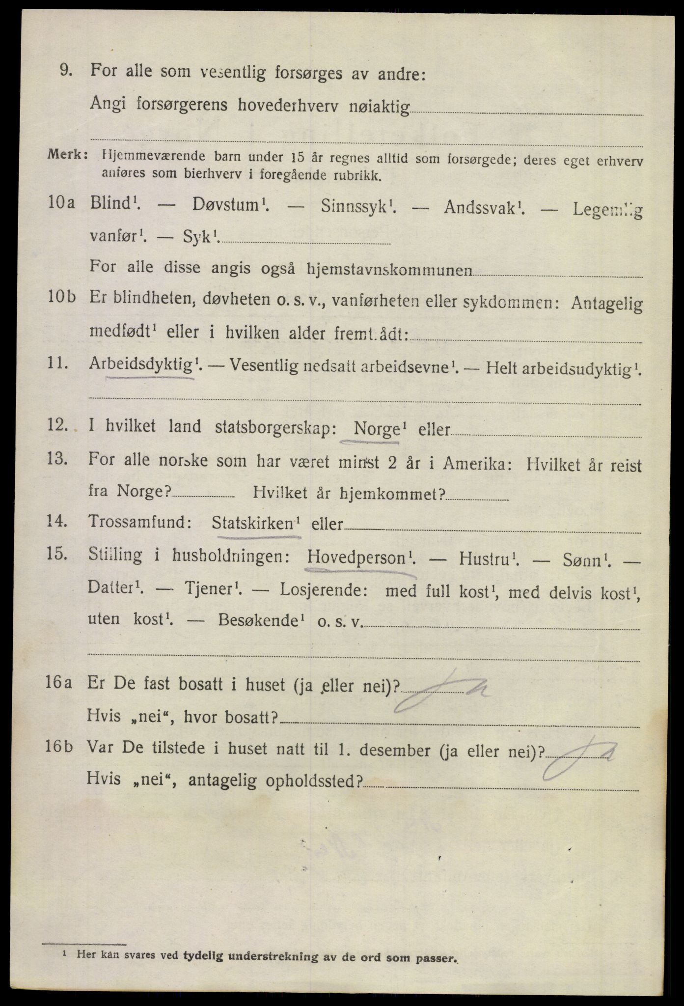 SAKO, 1920 census for Sem, 1920, p. 9588