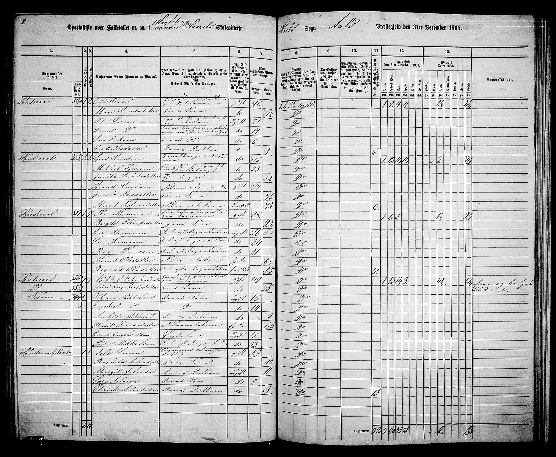 RA, 1865 census for Ål, 1865, p. 183