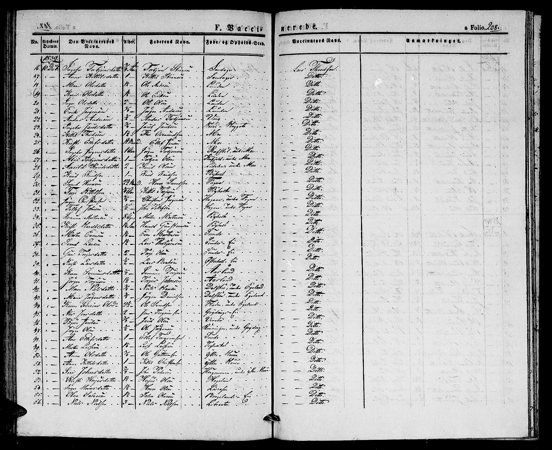 Gjerstad sokneprestkontor, AV/SAK-1111-0014/F/Fa/Faa/L0005: Parish register (official) no. A 5, 1829-1841, p. 208