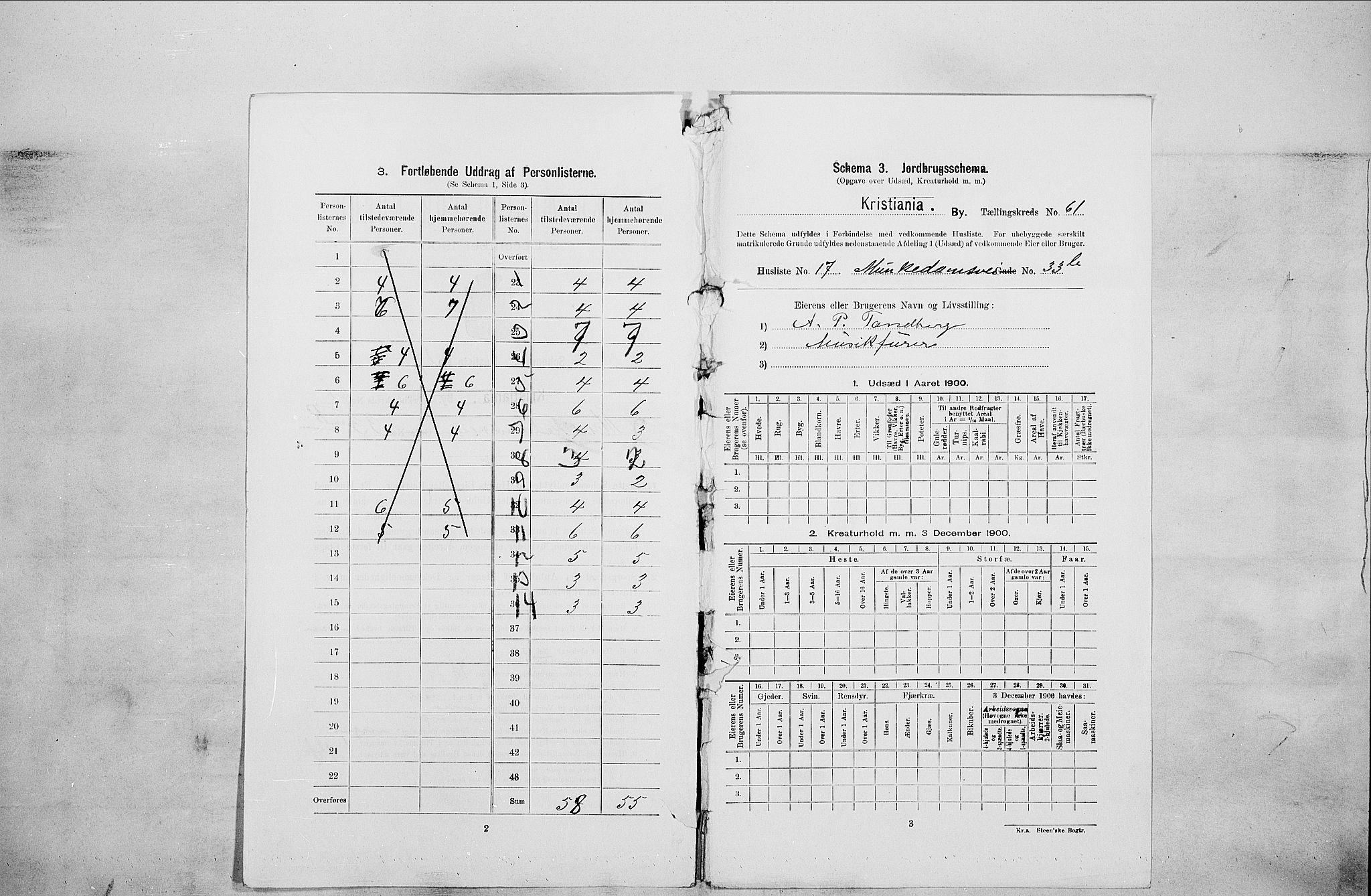 SAO, 1900 census for Kristiania, 1900, p. 61089