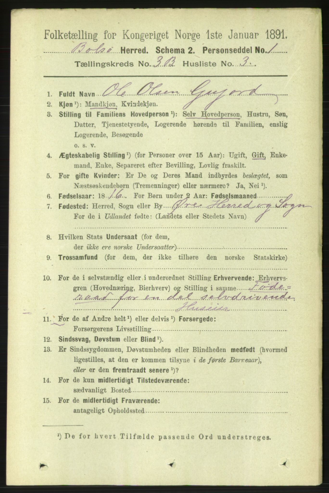 RA, 1891 census for 1544 Bolsøy, 1891, p. 2104