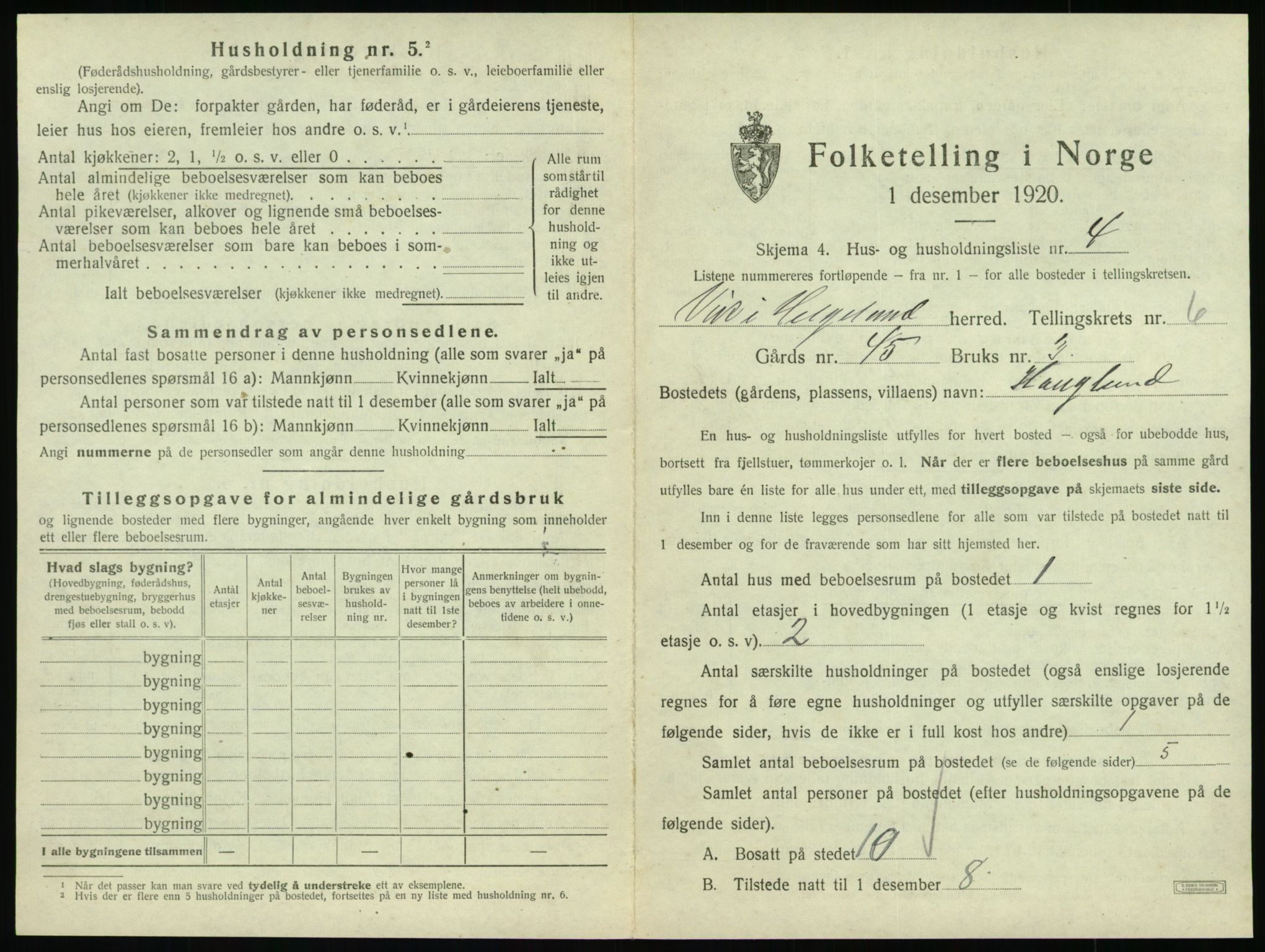 SAT, 1920 census for Vik, 1920, p. 463