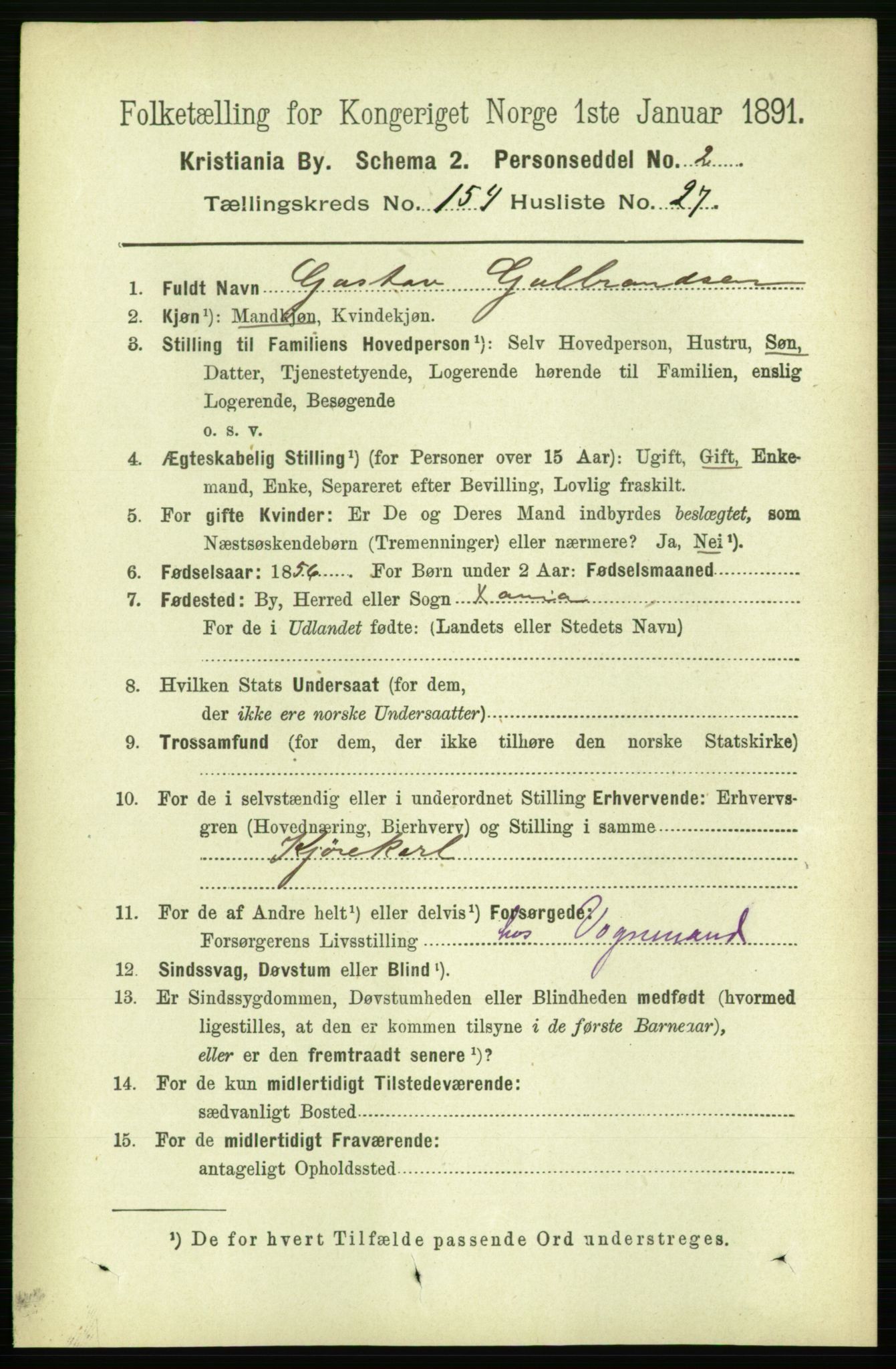 RA, 1891 census for 0301 Kristiania, 1891, p. 88063